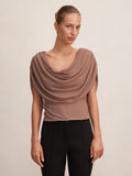 Olivia Draped Mesh Cape Top