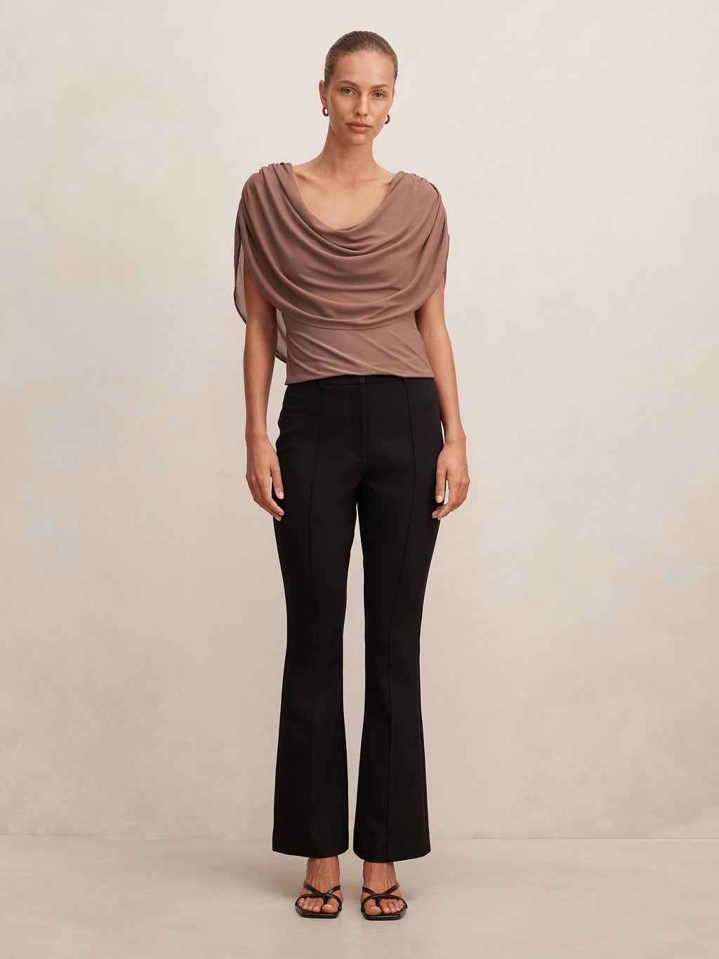 Olivia Draped Mesh Cape Top