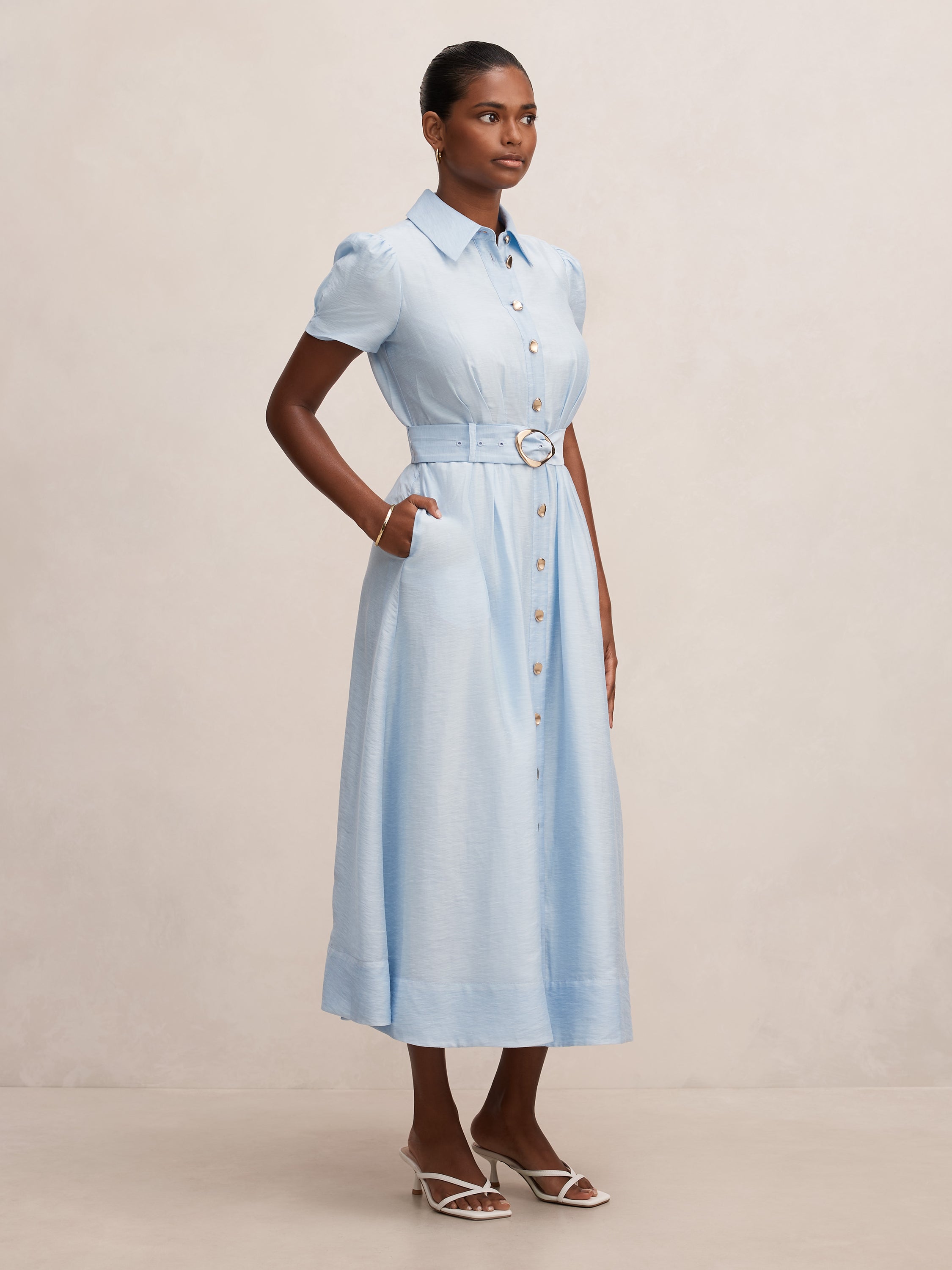 Avery Petite Short Sleeve Midi Dress