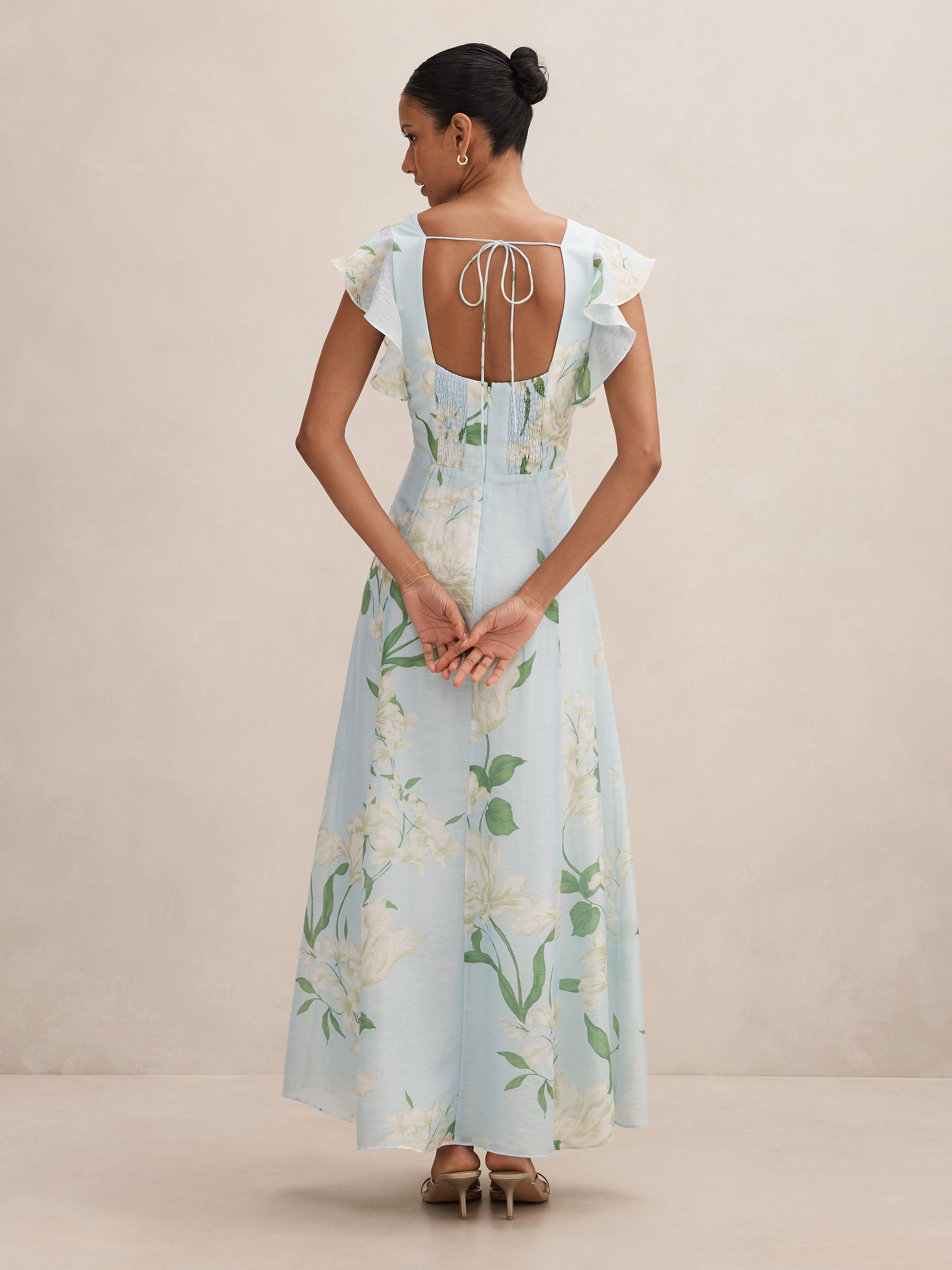 Brenda Petite Flutter Sleeve Maxi Dress