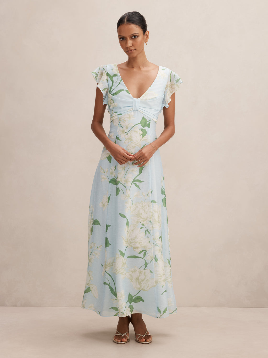 Brenda Petite Flutter Sleeve Maxi Dress