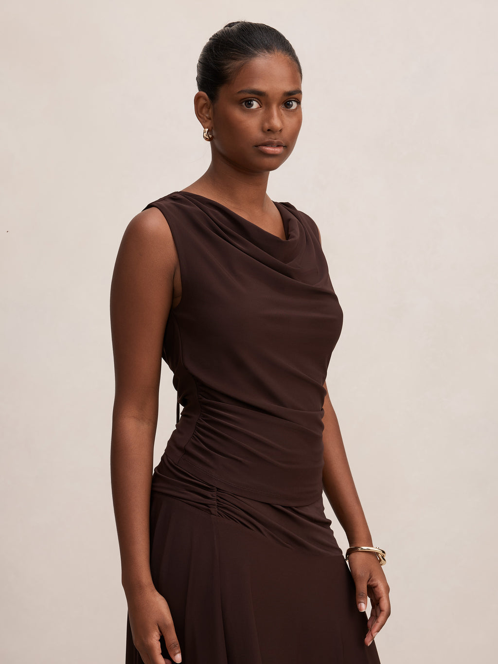 Ada Petite Drape Cowl Back Top