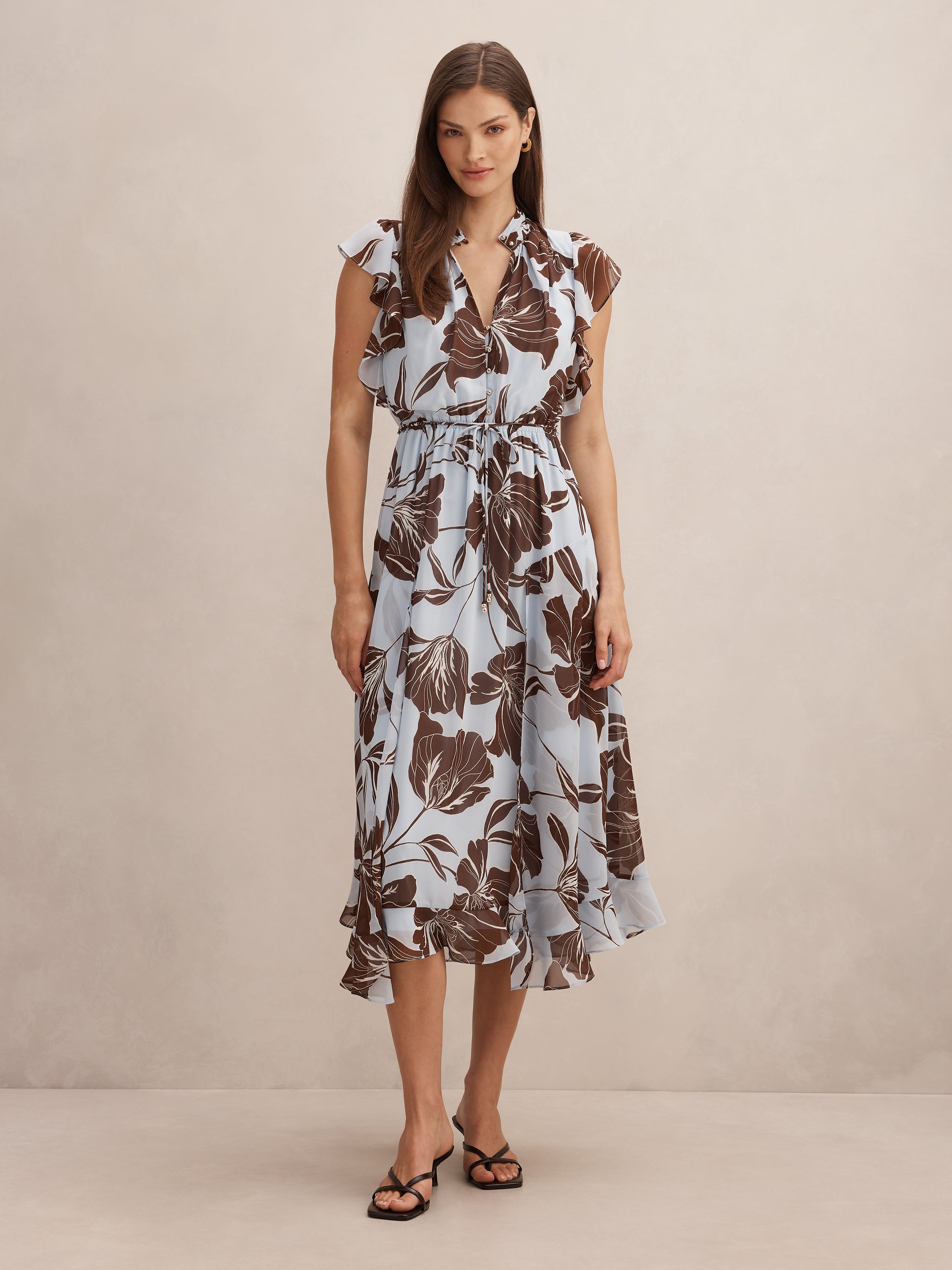 Maxwell Flutter Sleeve Midi Dress