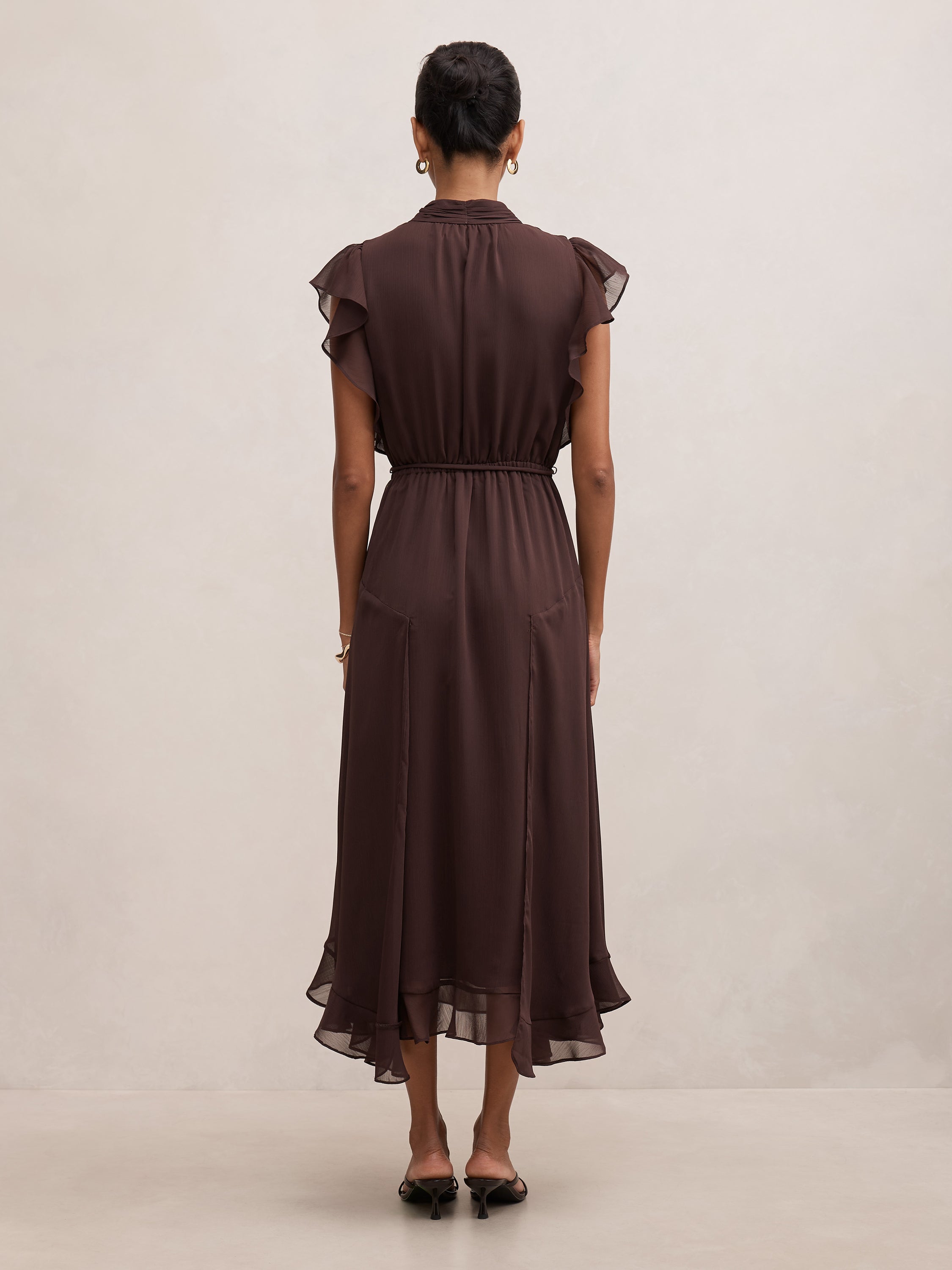 Maxwell Petite Flutter Sleeve Midi Dress