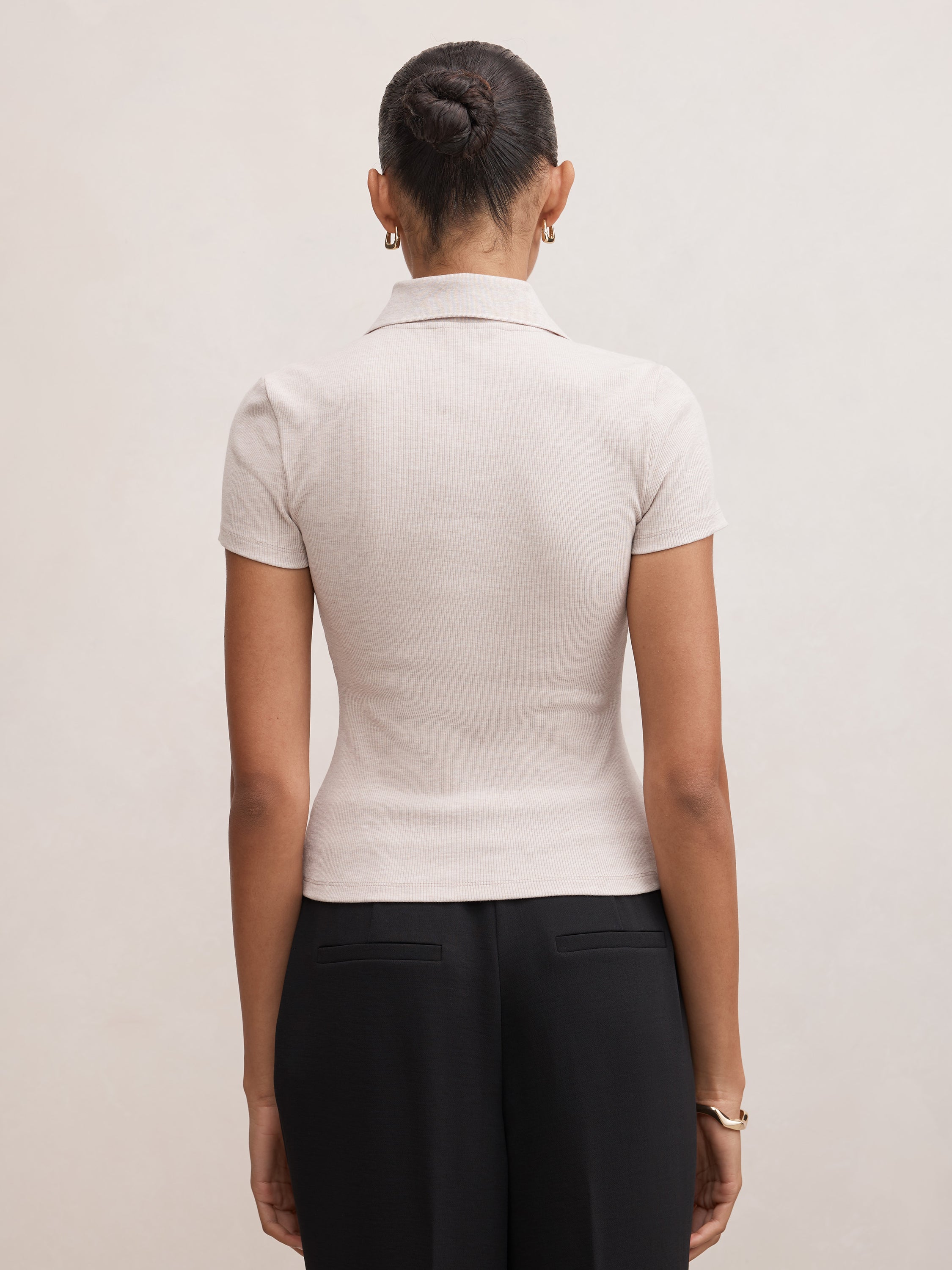 Aaliyah Ribbed Polo T-Shirt