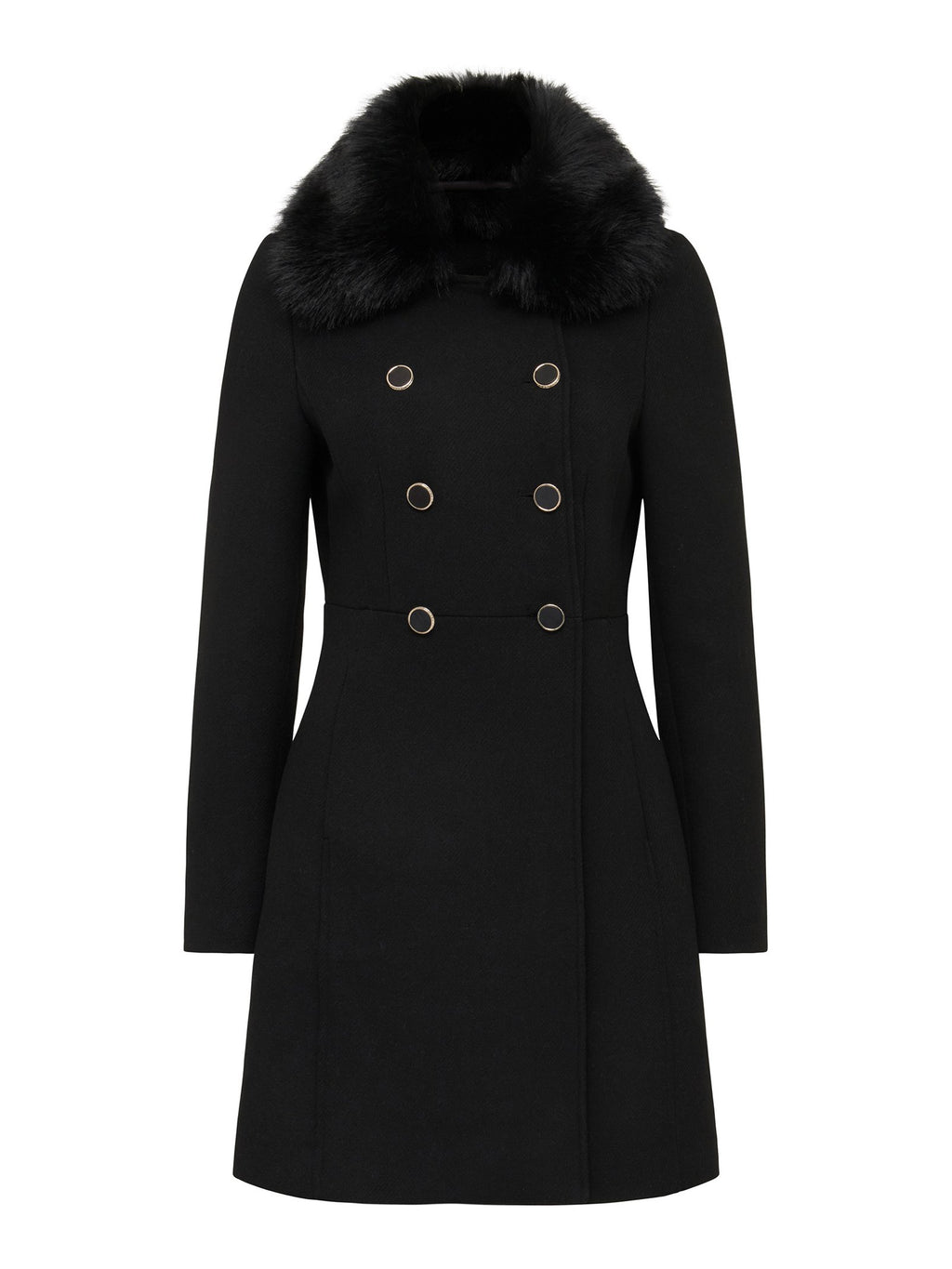  Susie Faux Fur Collar Dolly Coat