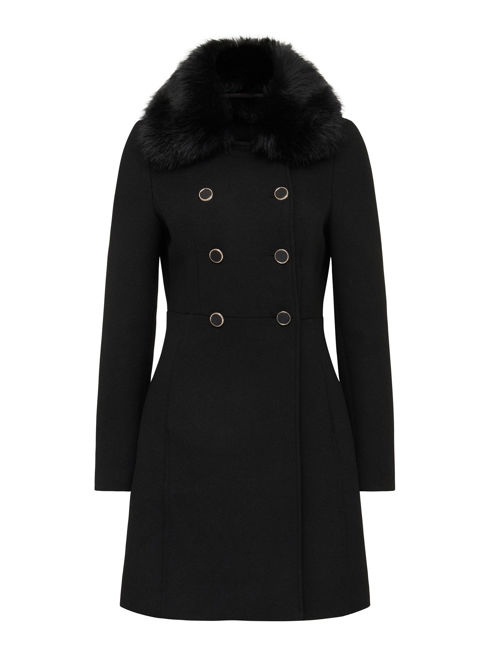  Susie Faux Fur Collar Dolly Coat