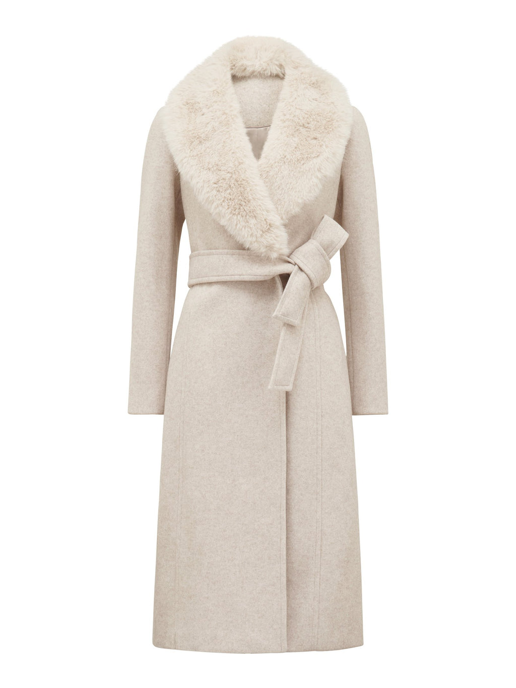  Monica Fur Collar Wrap Coat