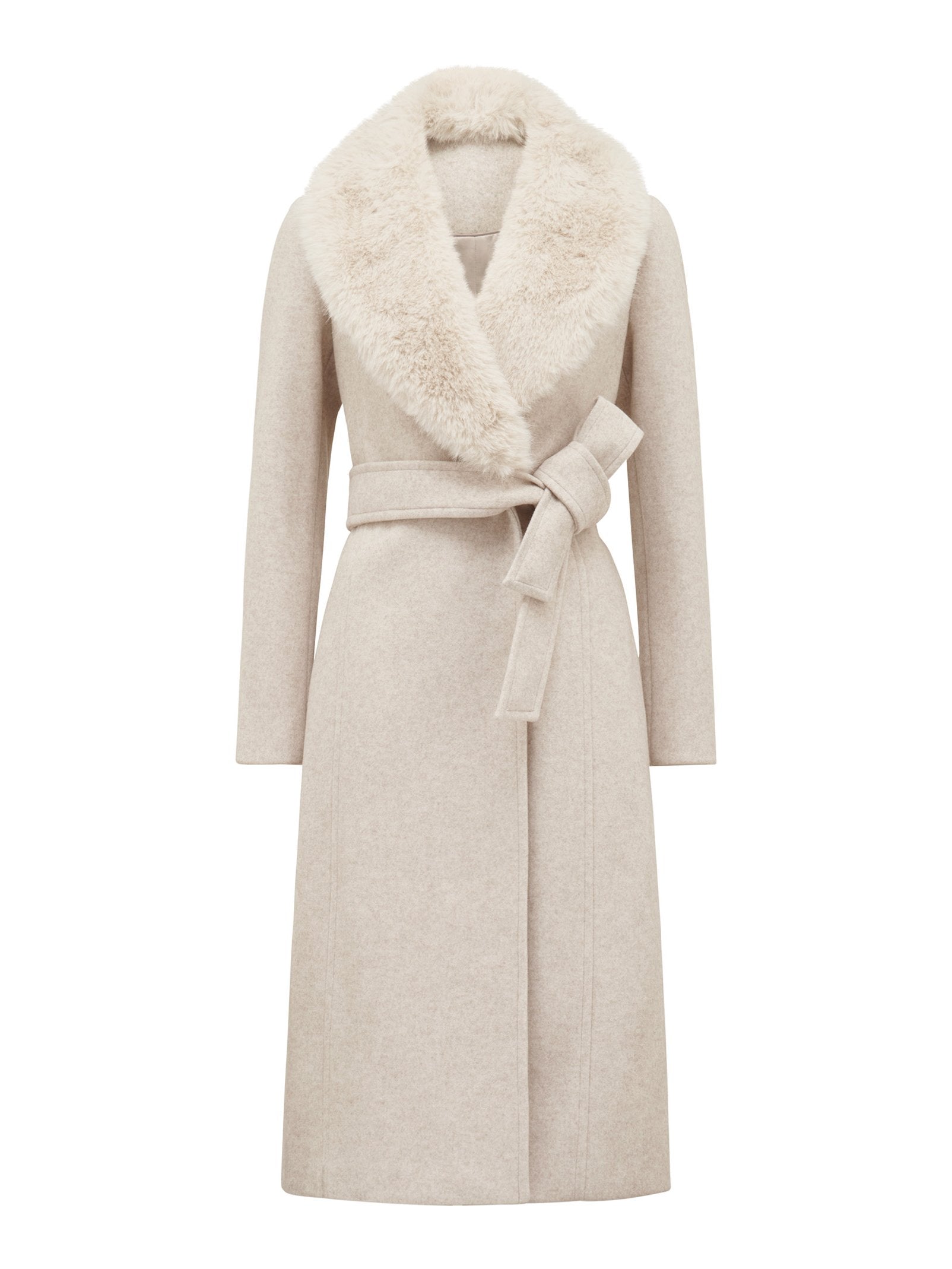  Monica Fur Collar Wrap Coat