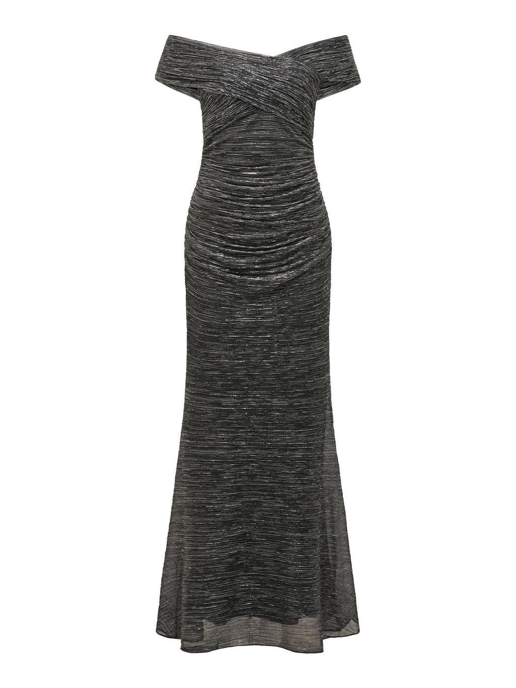  Wilma Off Shoulder Plisse Maxi Dress