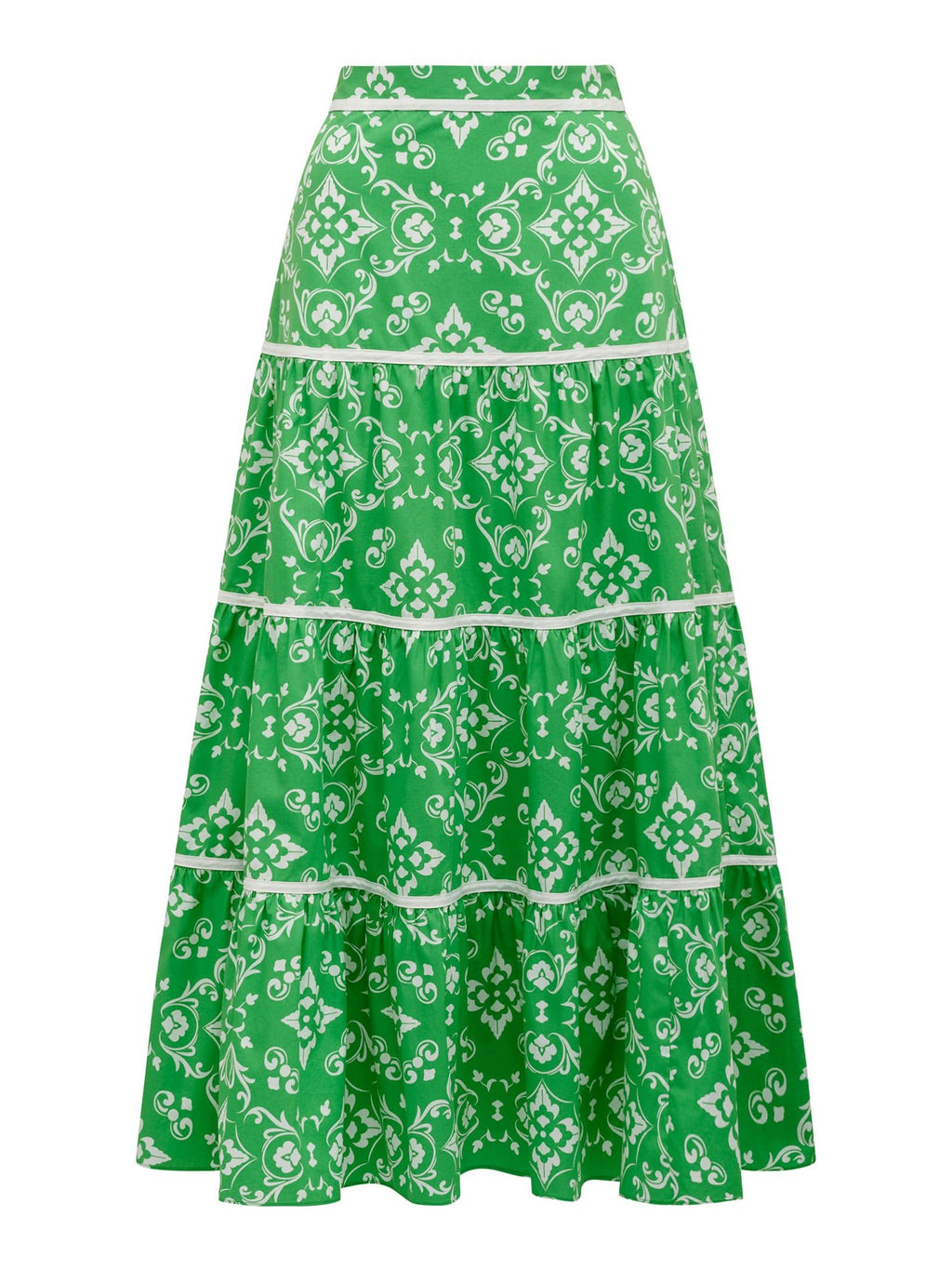  Mona Binding Tiered Midi Skirt