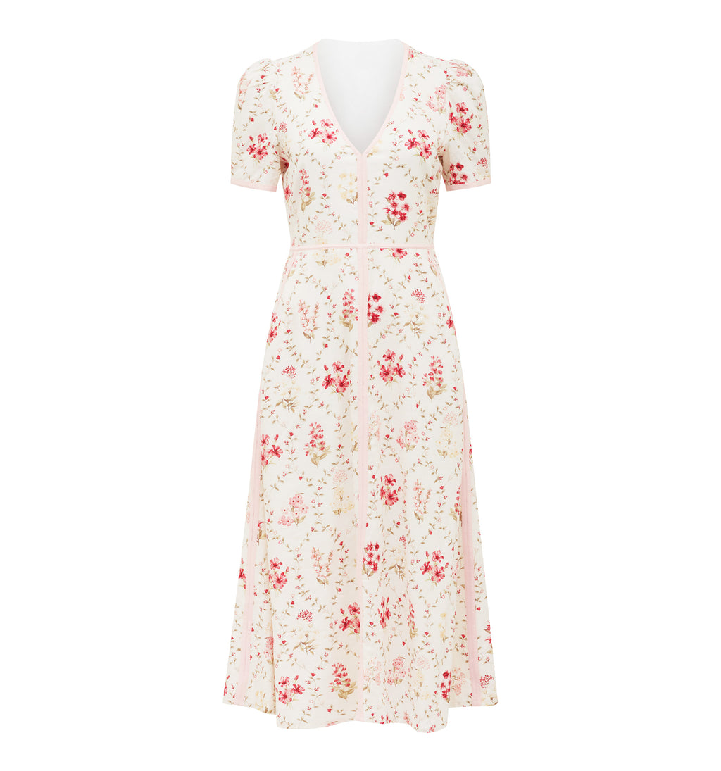 Sabrina Printed Linen Midi Dress