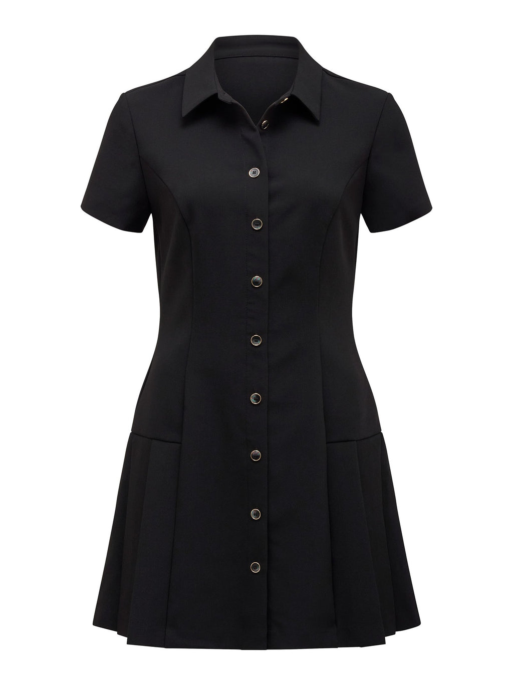  Winnie Pleated Button Down Mini Dress
