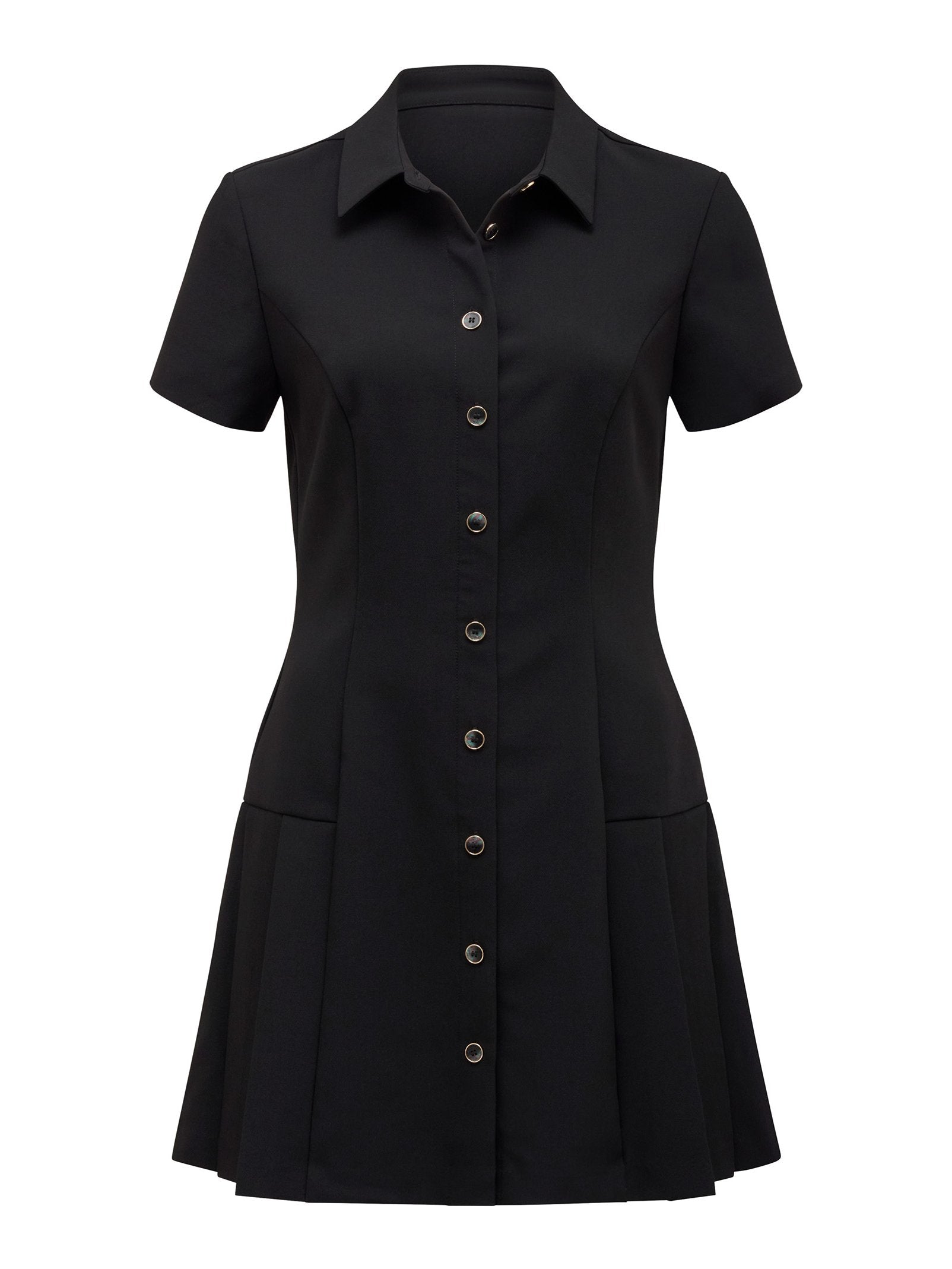  Winnie Pleated Button Down Mini Dress