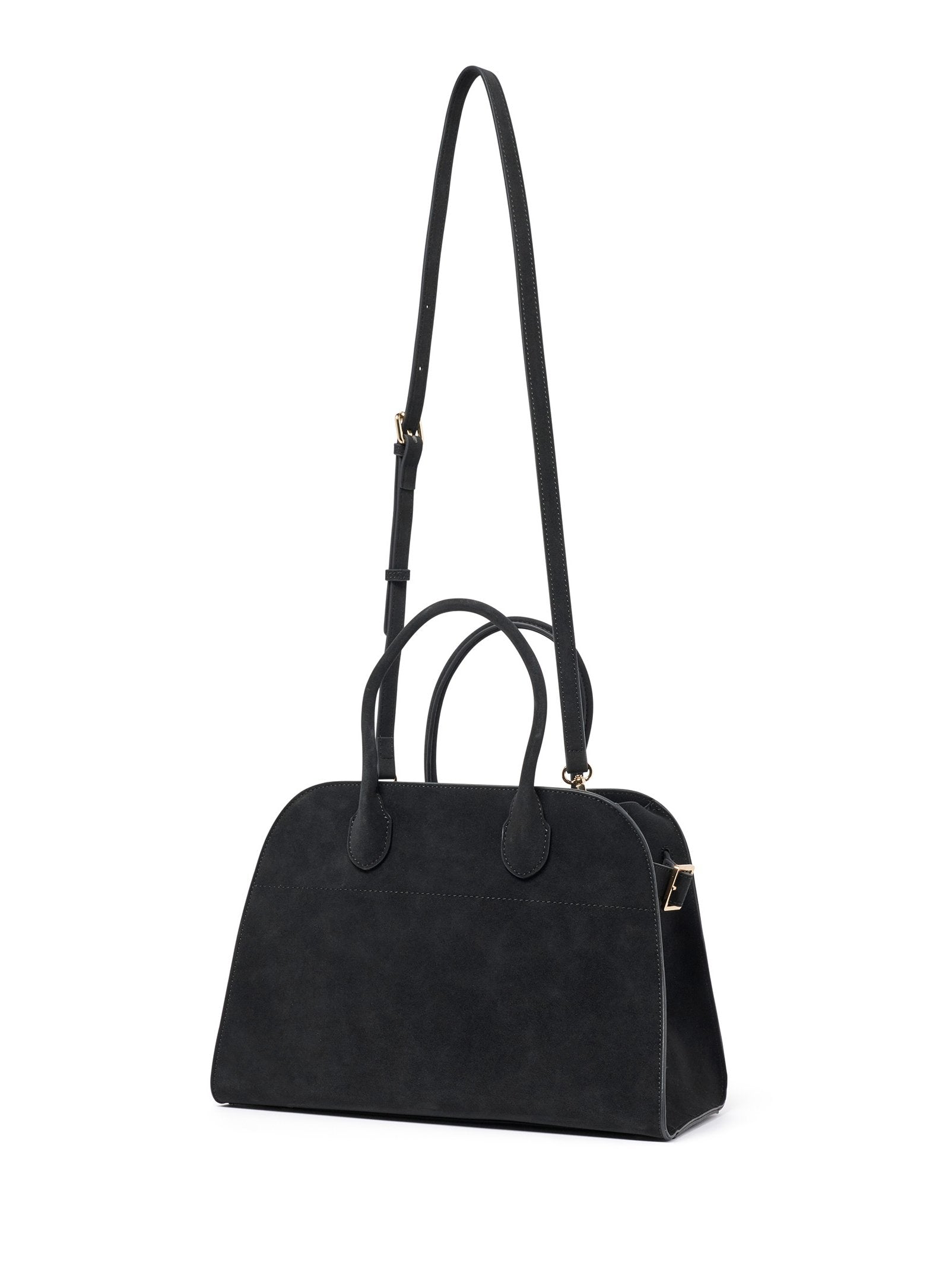  Lacey Faux Suede Bowler Bag