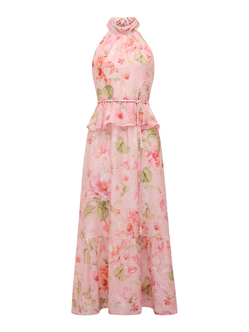  Serena Petite Halter Peplum Midi Dress