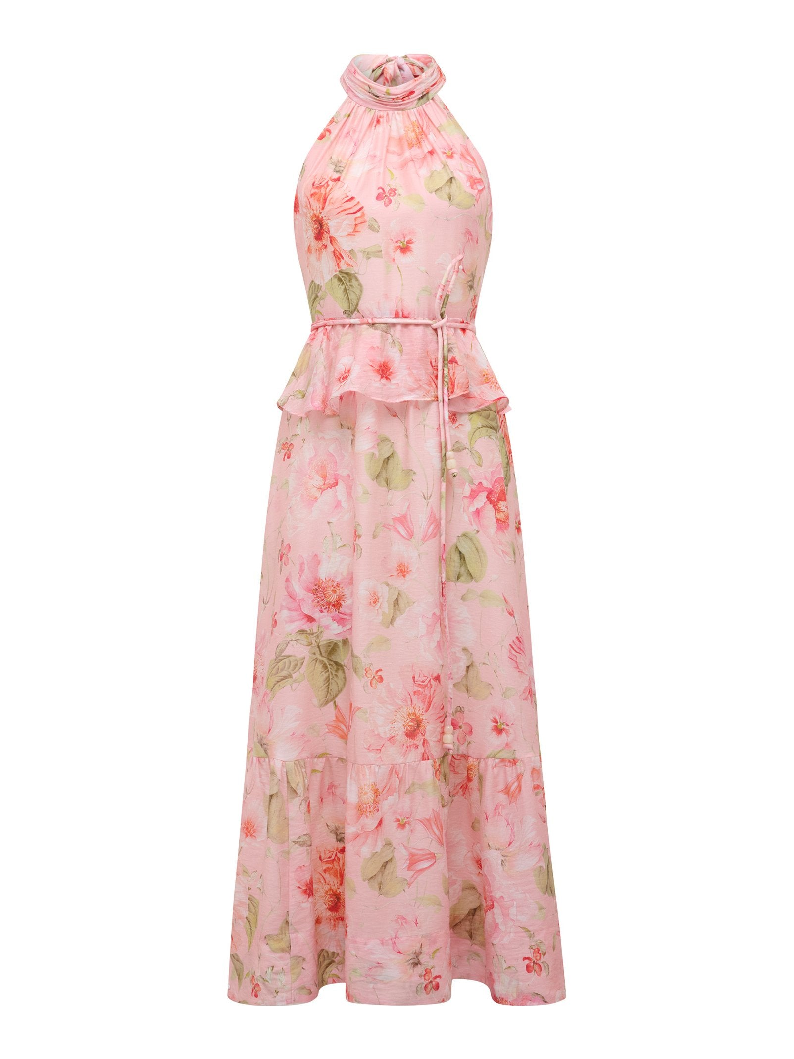  Serena Petite Halter Peplum Midi Dress