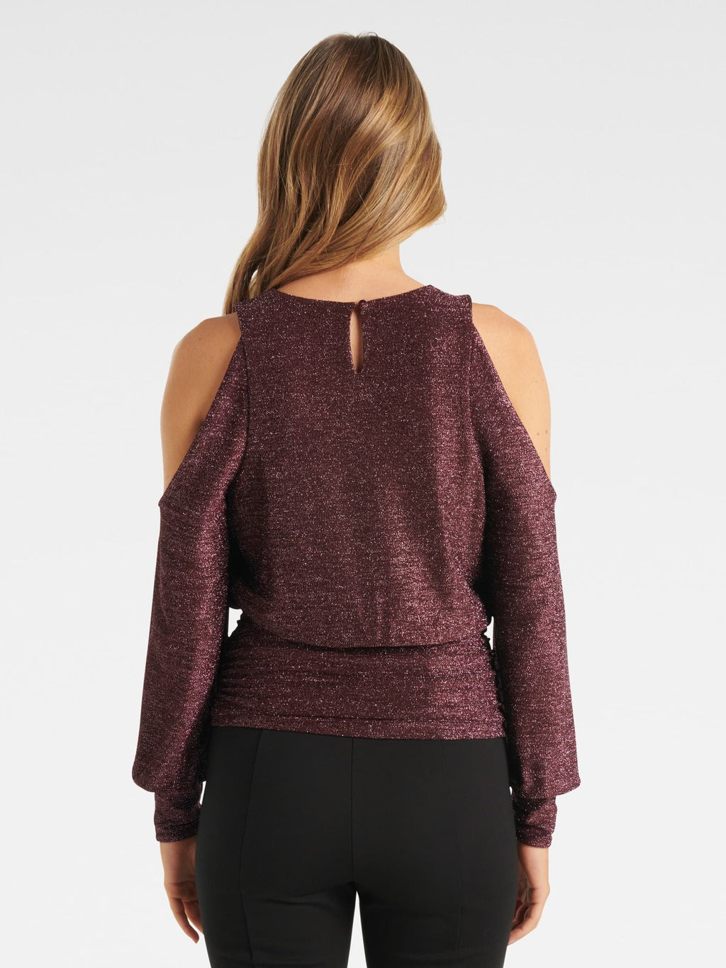 Annabelle Glitter Shoulder Cut Out Top