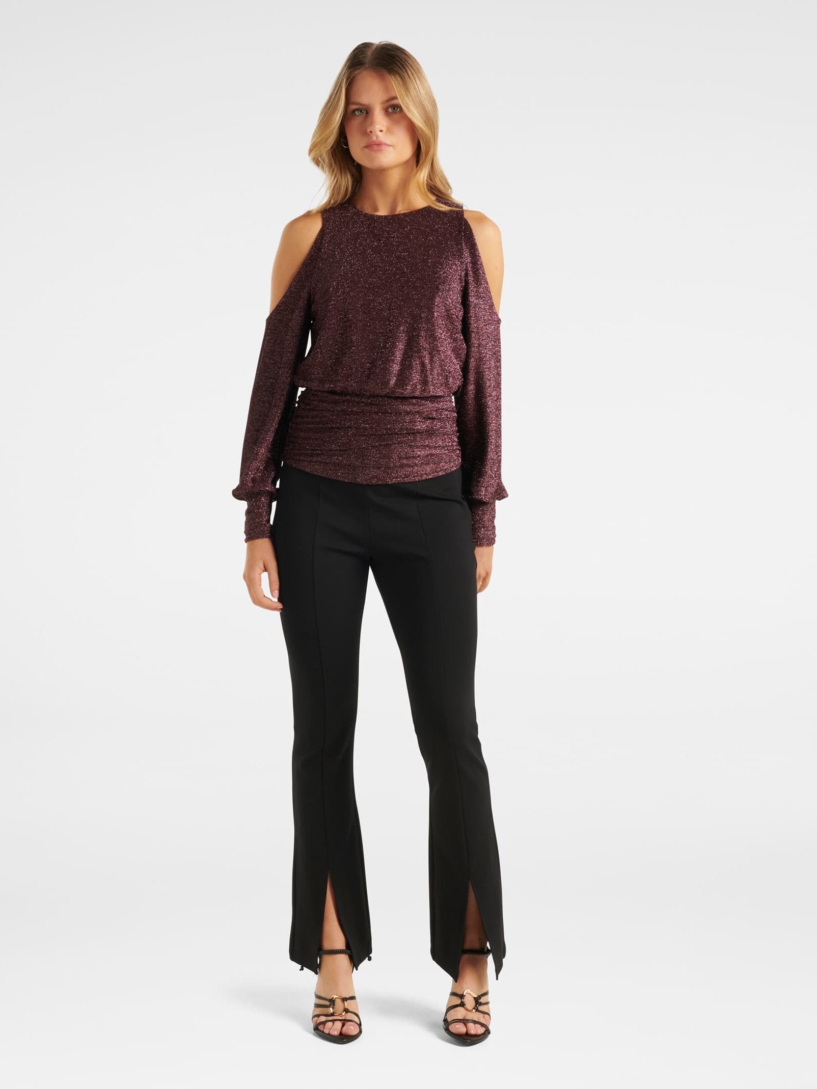 Annabelle Glitter Shoulder Cut Out Top
