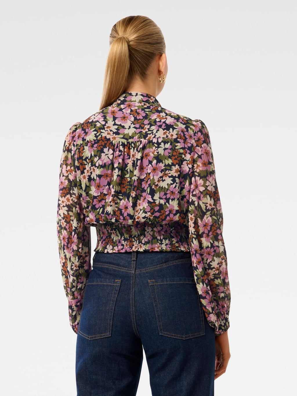  Gloria Shirred Printed Blouse