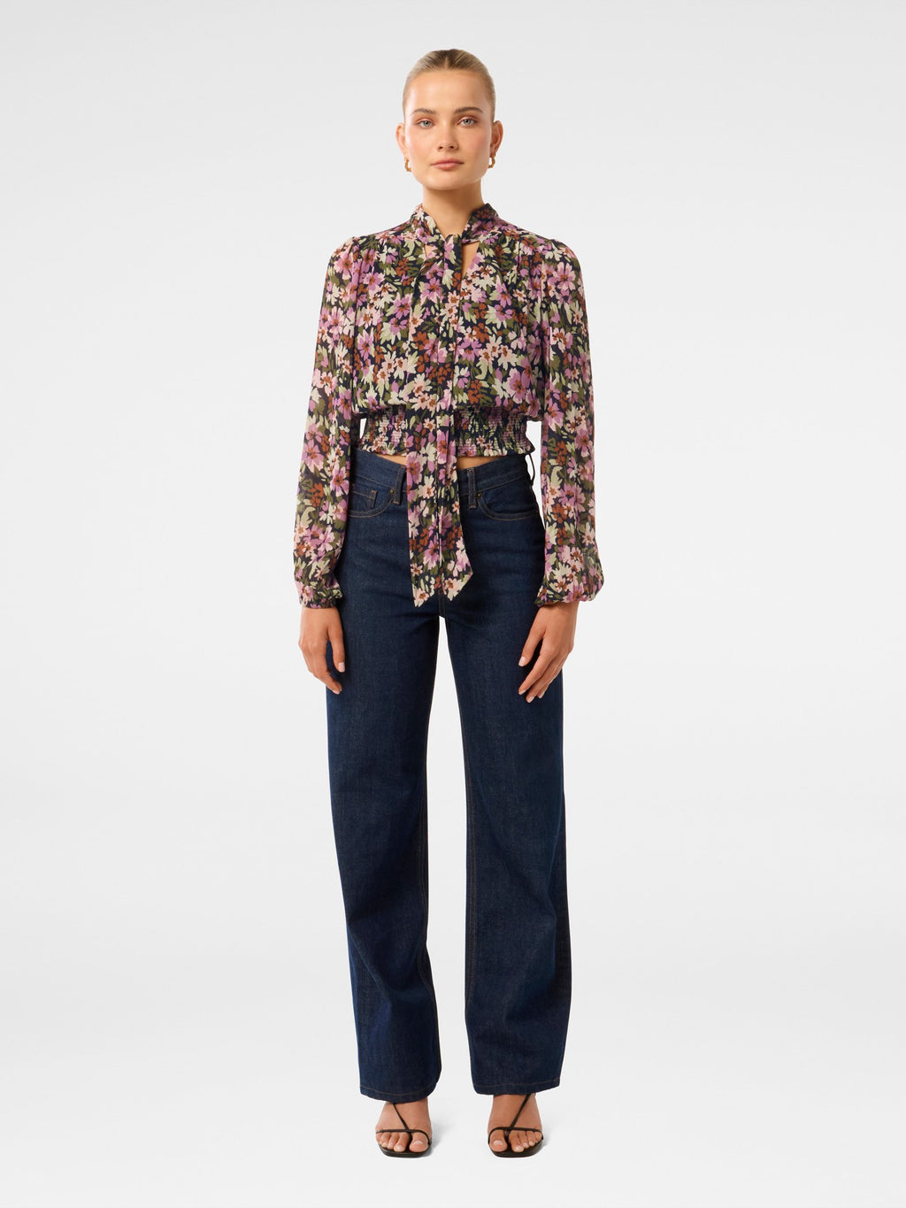  Gloria Shirred Printed Blouse