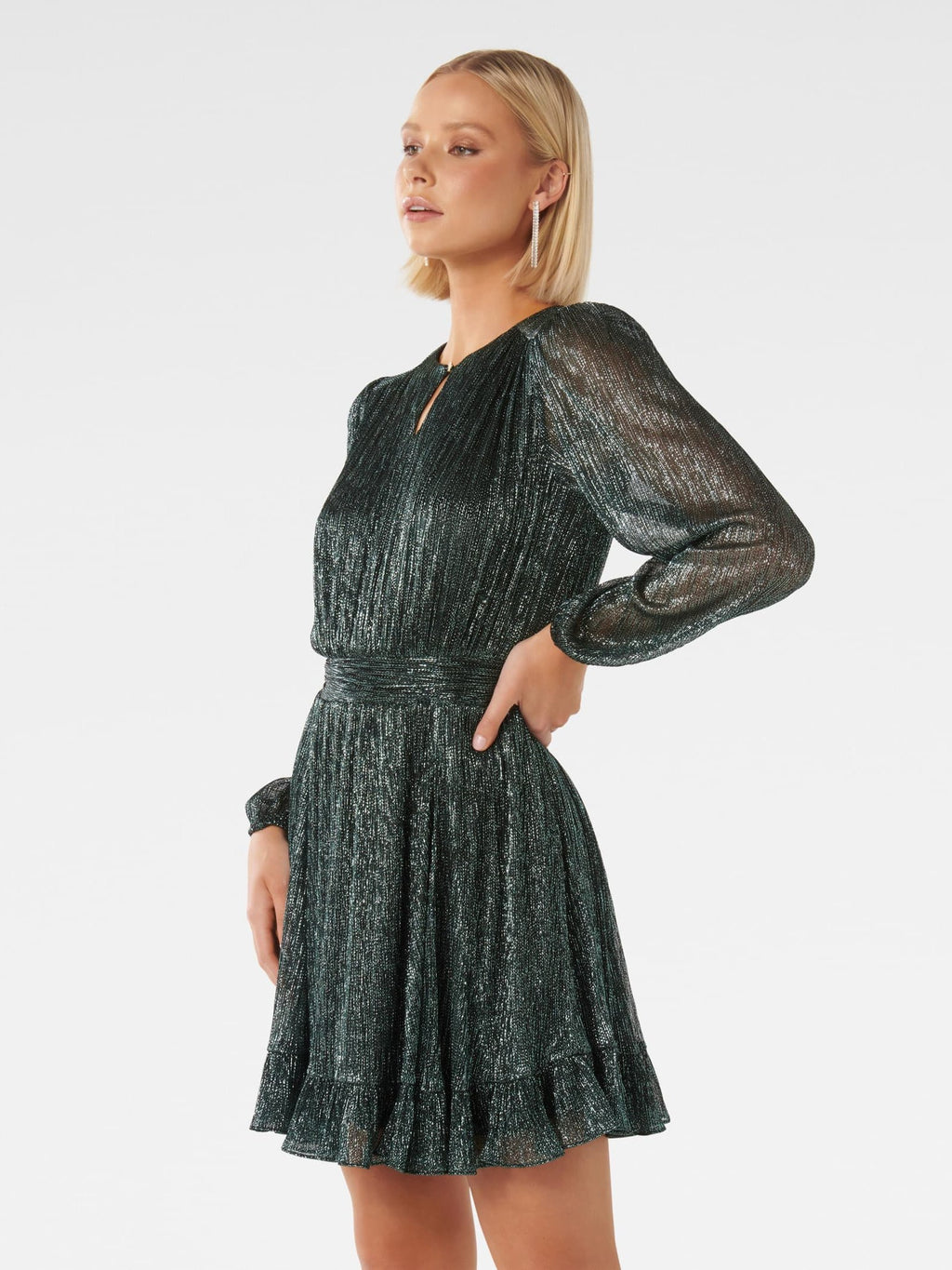 Stevie Godet Plisse Mini Dress