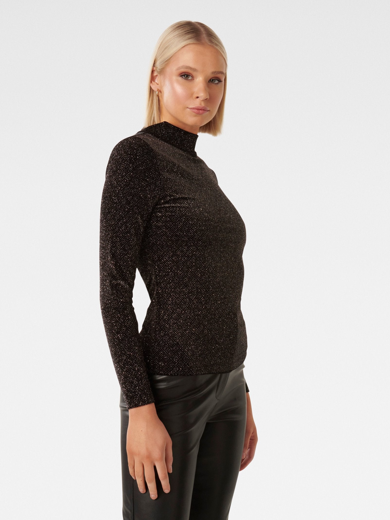 Marina Velvet High Neck Top