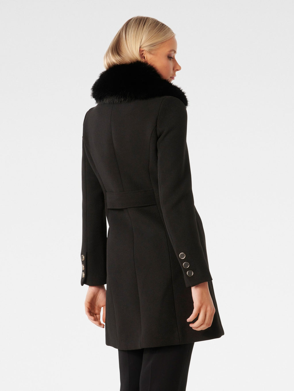  Susie Faux Fur Collar Dolly Coat
