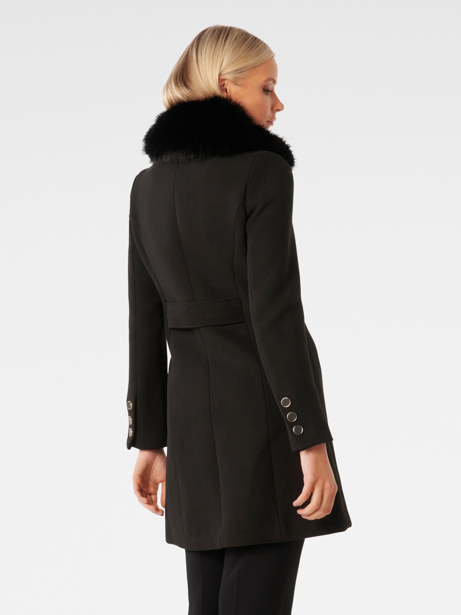  Susie Faux Fur Collar Dolly Coat