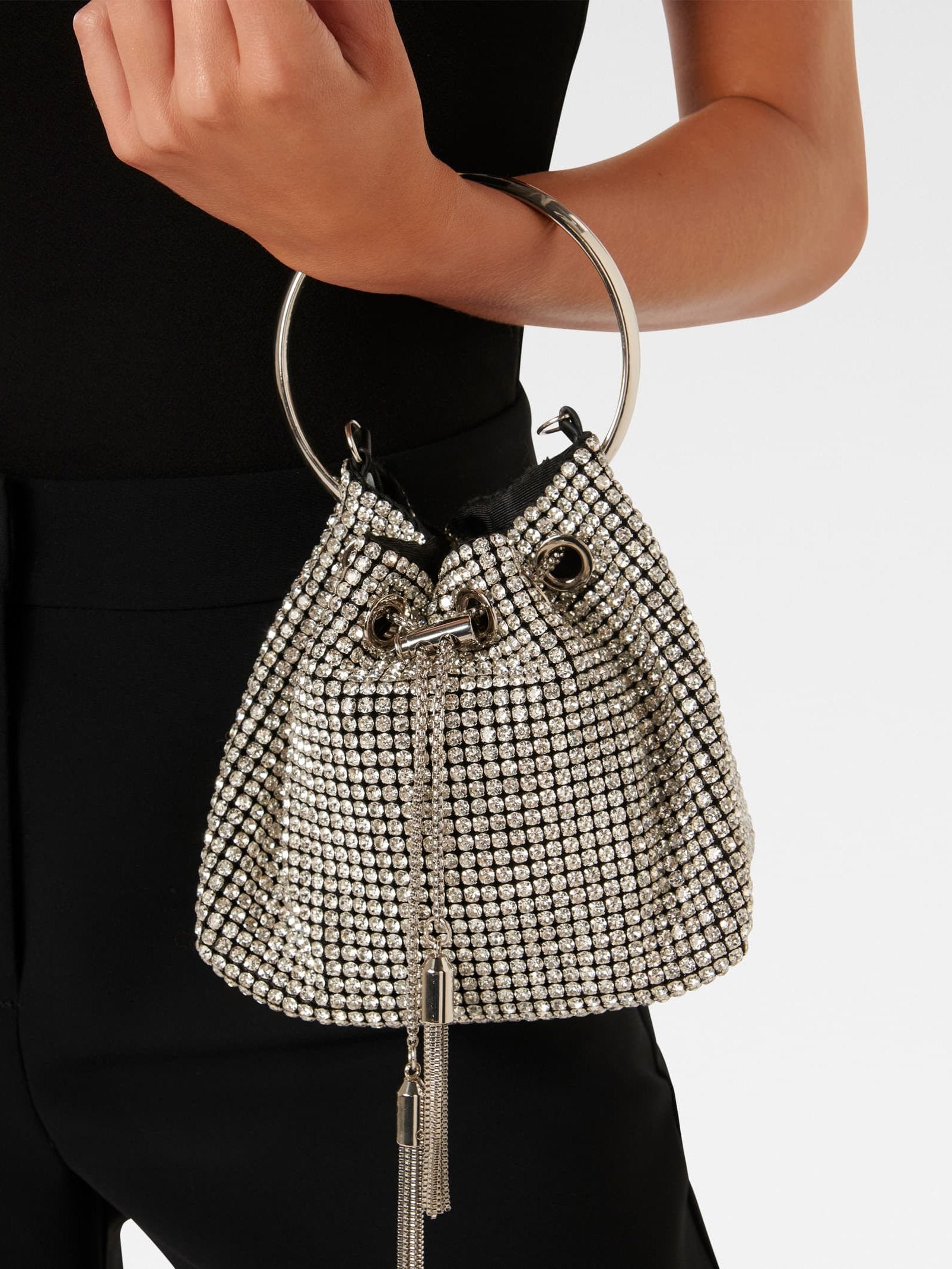 Skylah Sparkle Metal Handle Bag