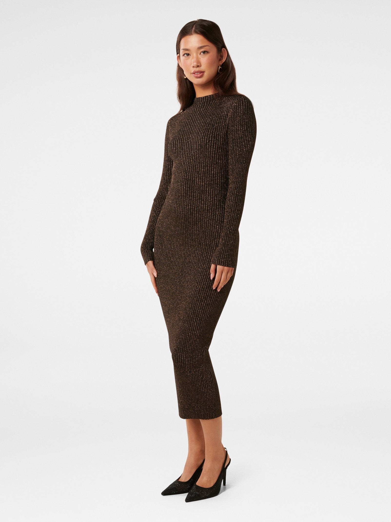  Eliza Ribbed Column Midi Dress