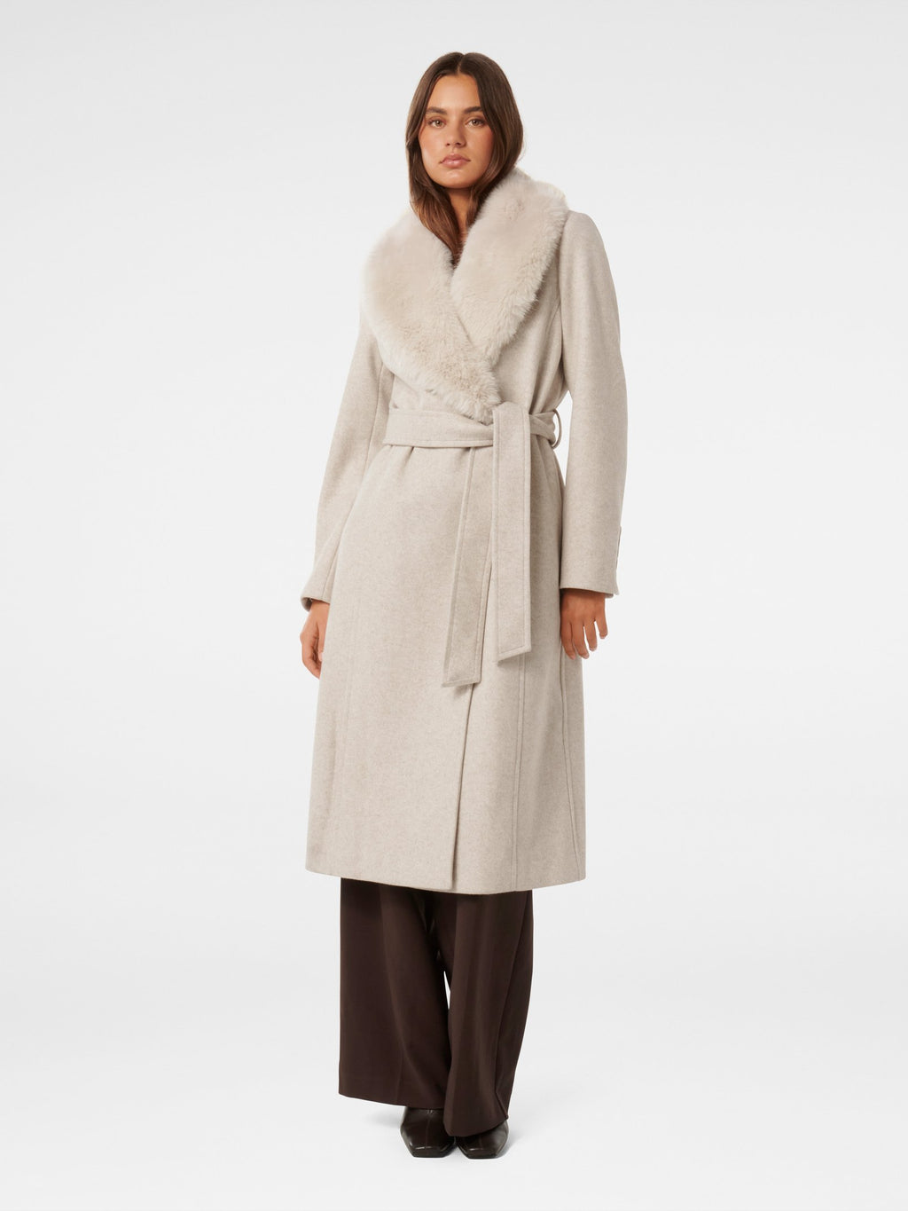  Monica Fur Collar Wrap Coat