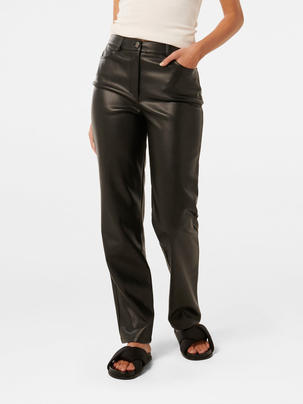 Una Vegan Leather Straight Leg Pant