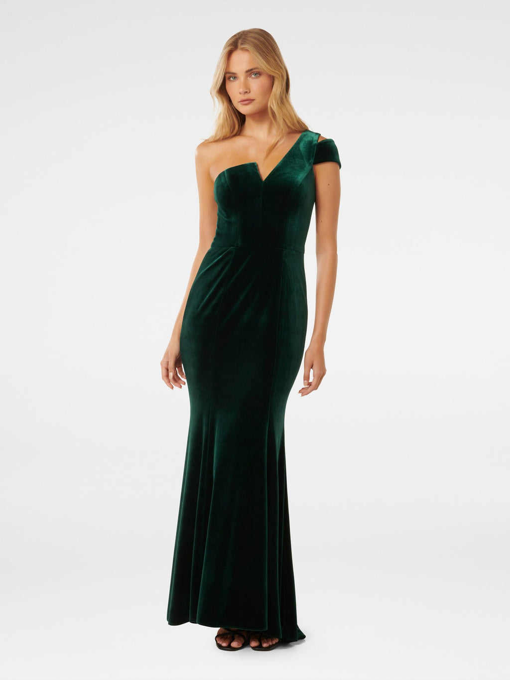 Elena Velvet One Shoulder Gown