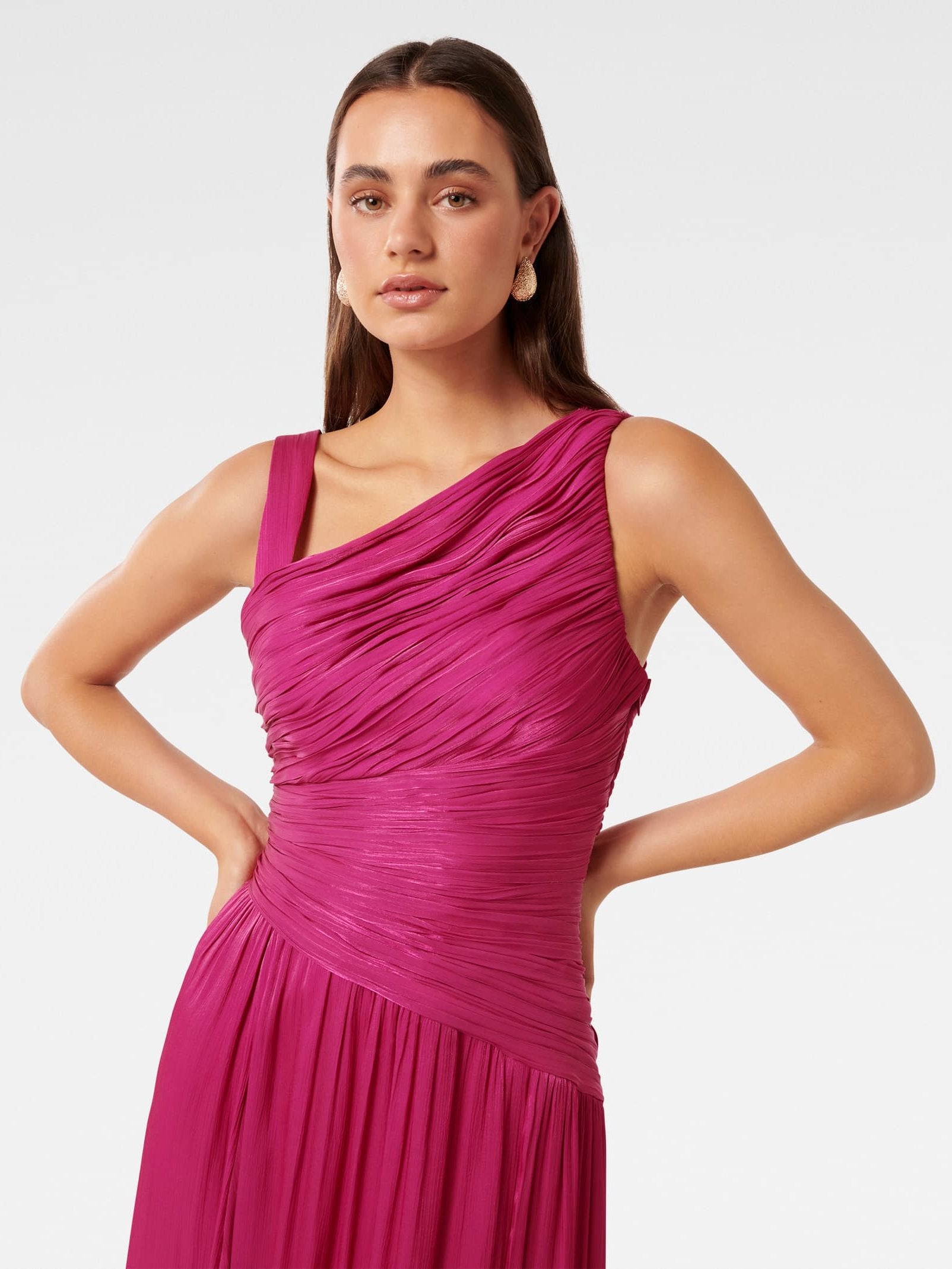  Nya Metallic Asym Maxi Dress