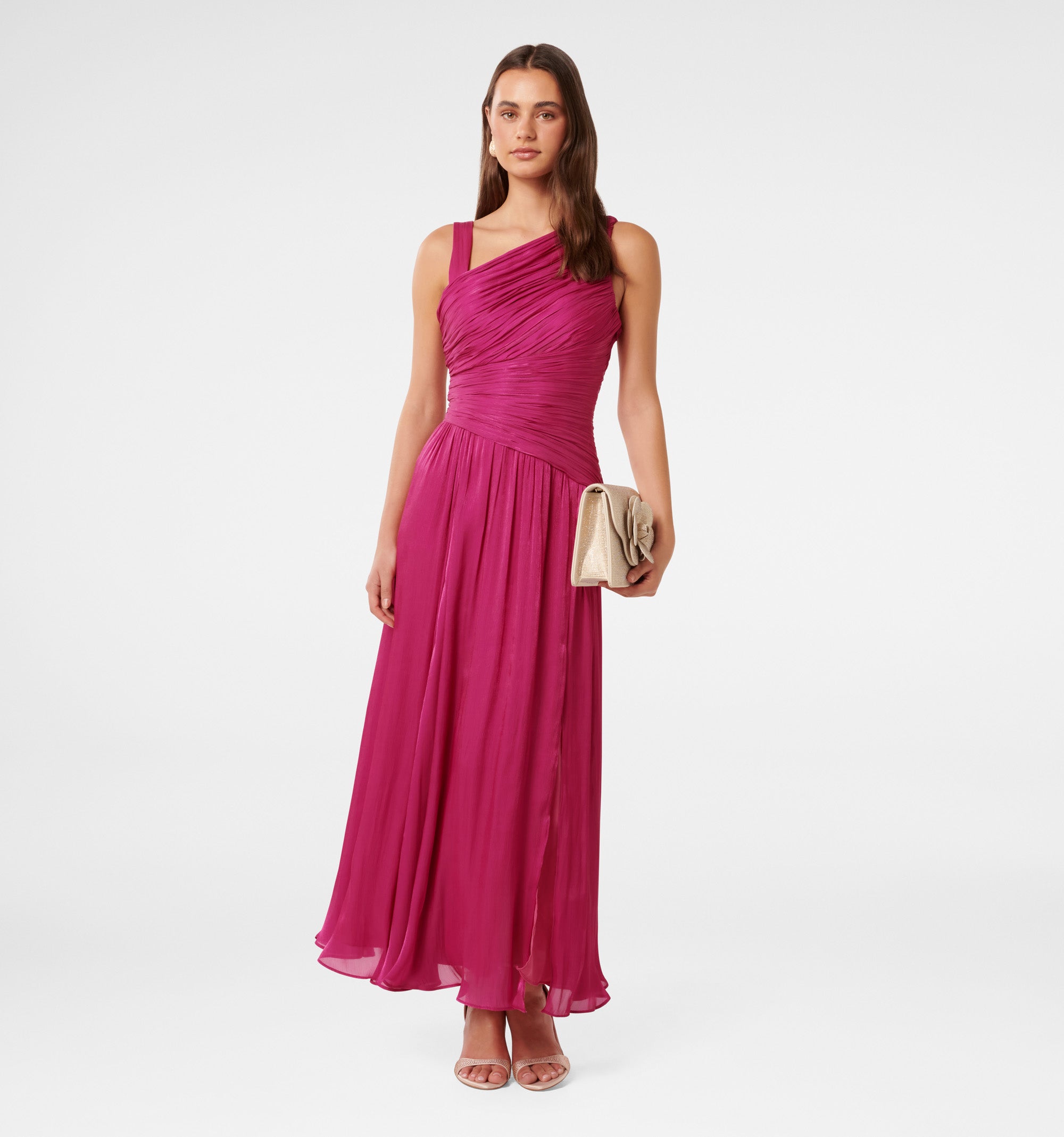 Nya Metallic Asym Maxi Dress