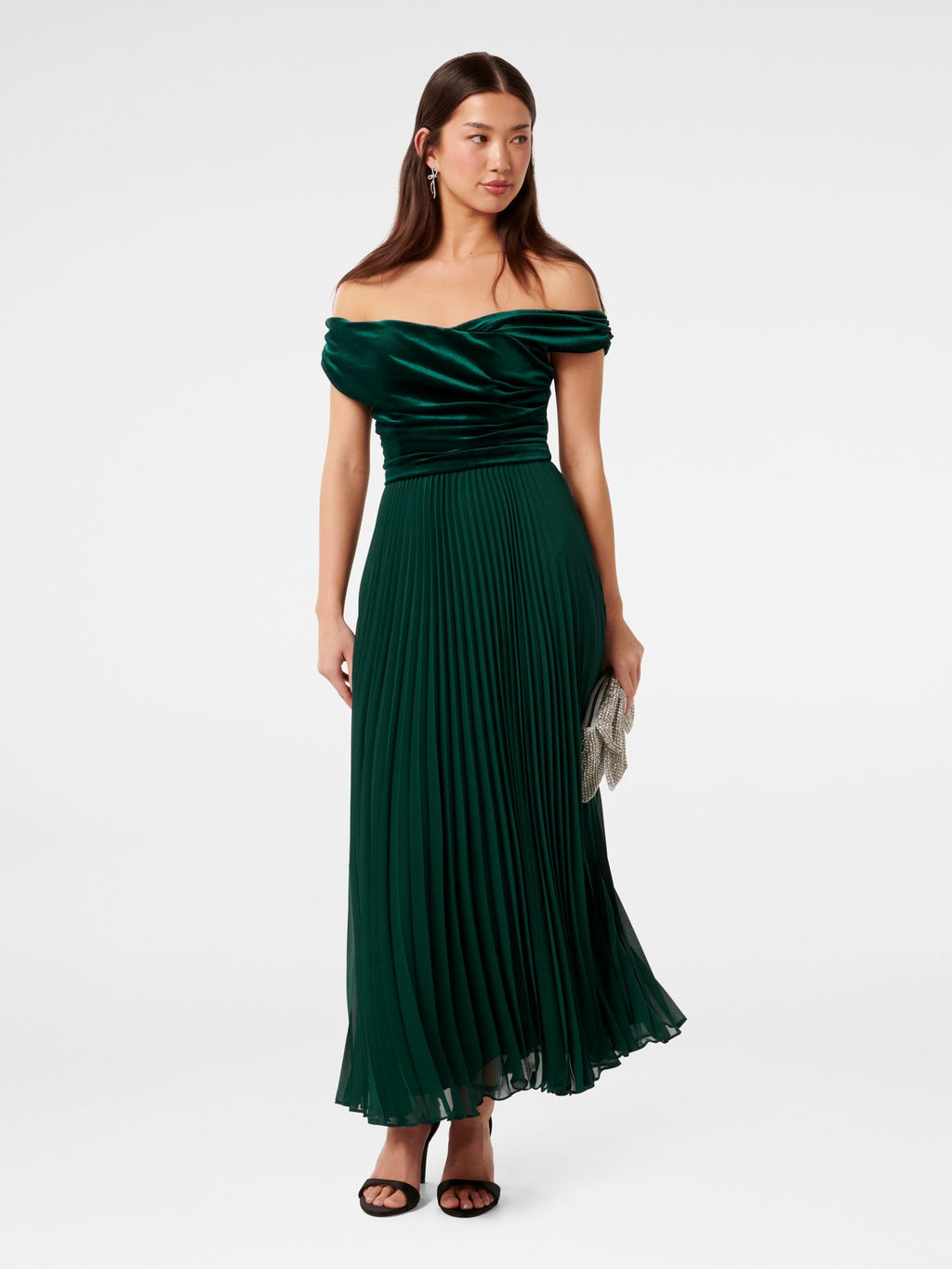  Rebecca Off Shoulder Velvet Gown