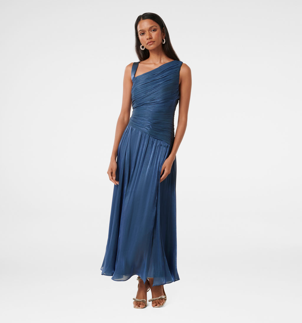 Nya Petite Metallic Asym Maxi Dress