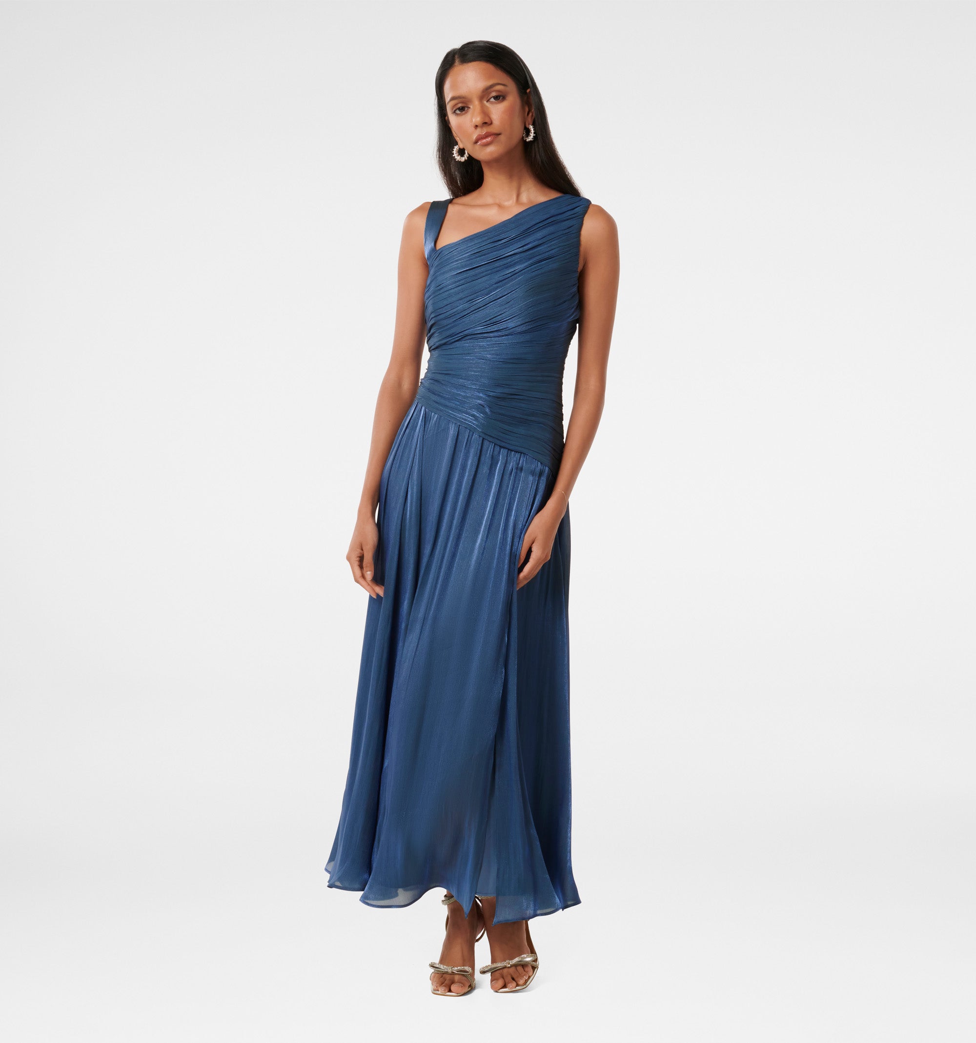Nya Petite Metallic Asym Maxi Dress