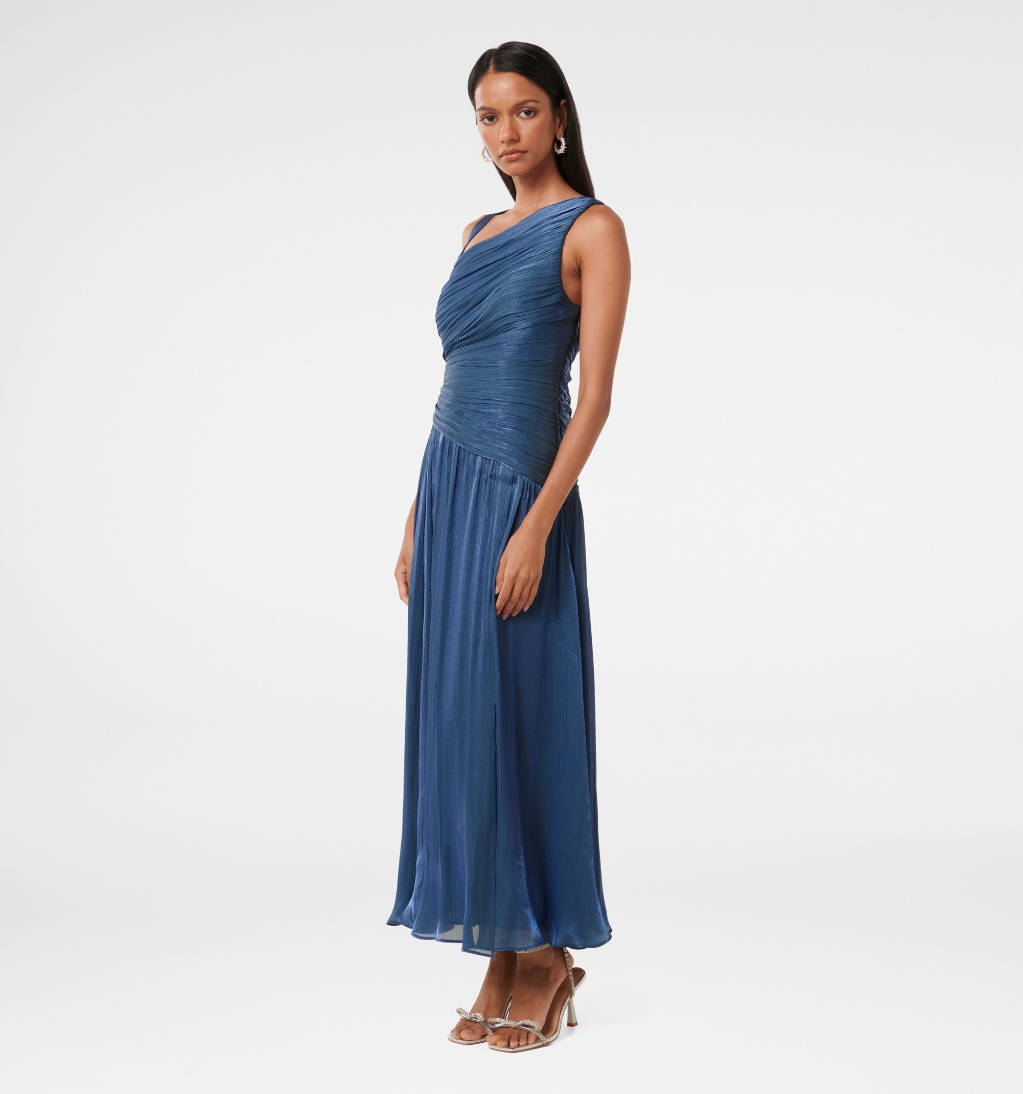 Nya Petite Metallic Asym Maxi Dress