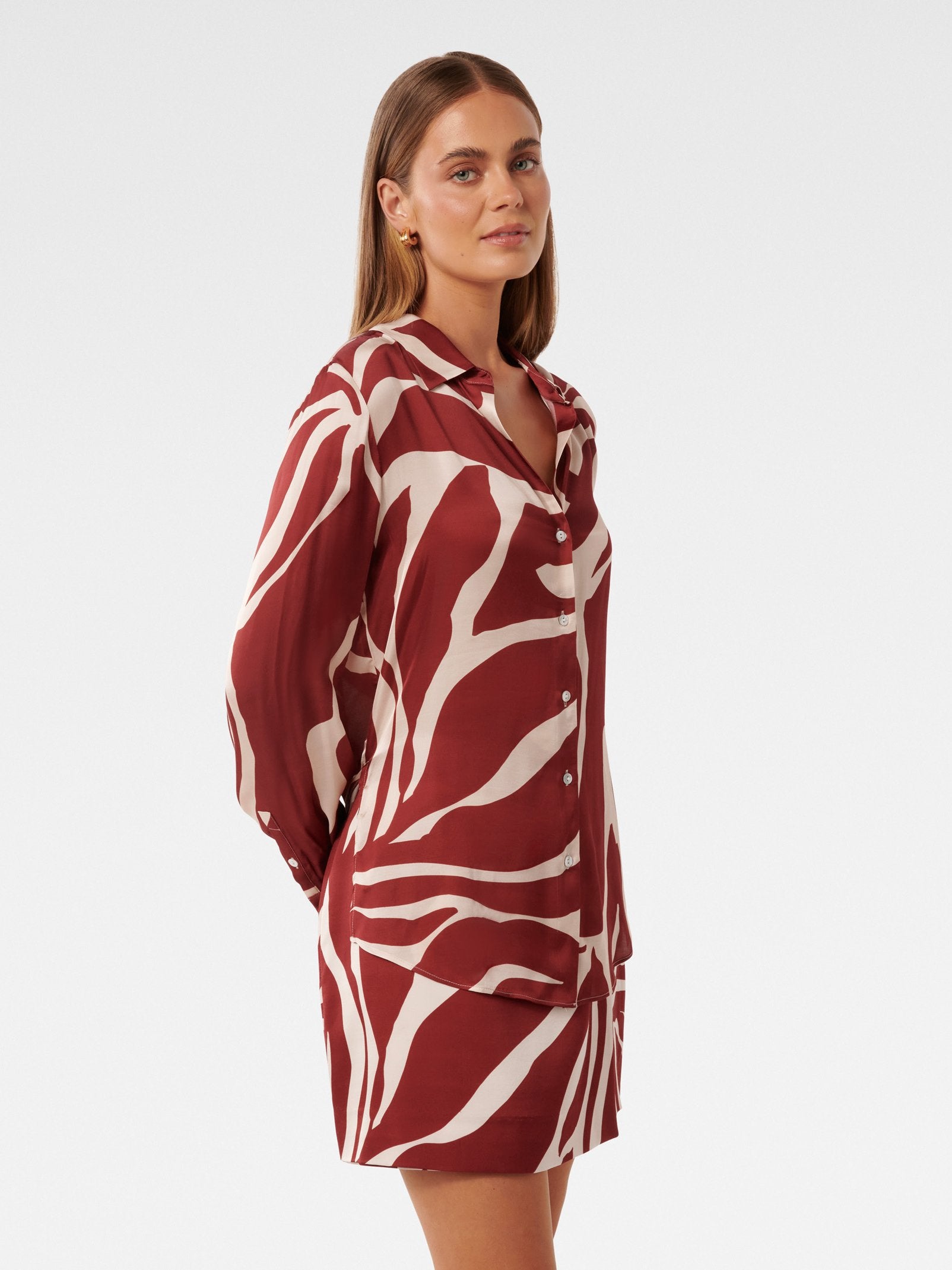 Harvey Notched Neck Satin Shirt