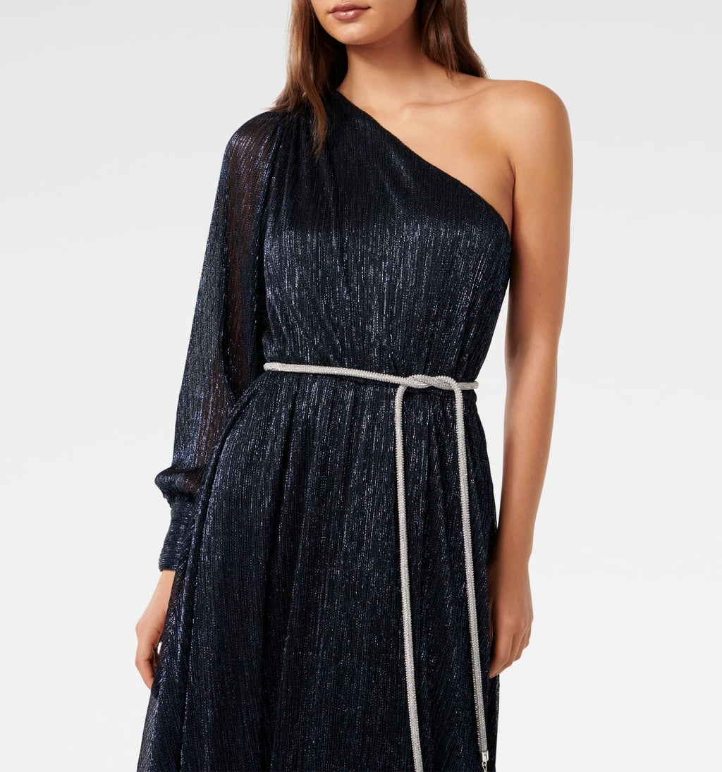 Cody Asym Plisse Diamonte Maxi Dress