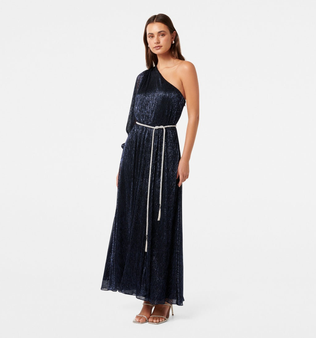 Cody Asym Plisse Diamonte Maxi Dress
