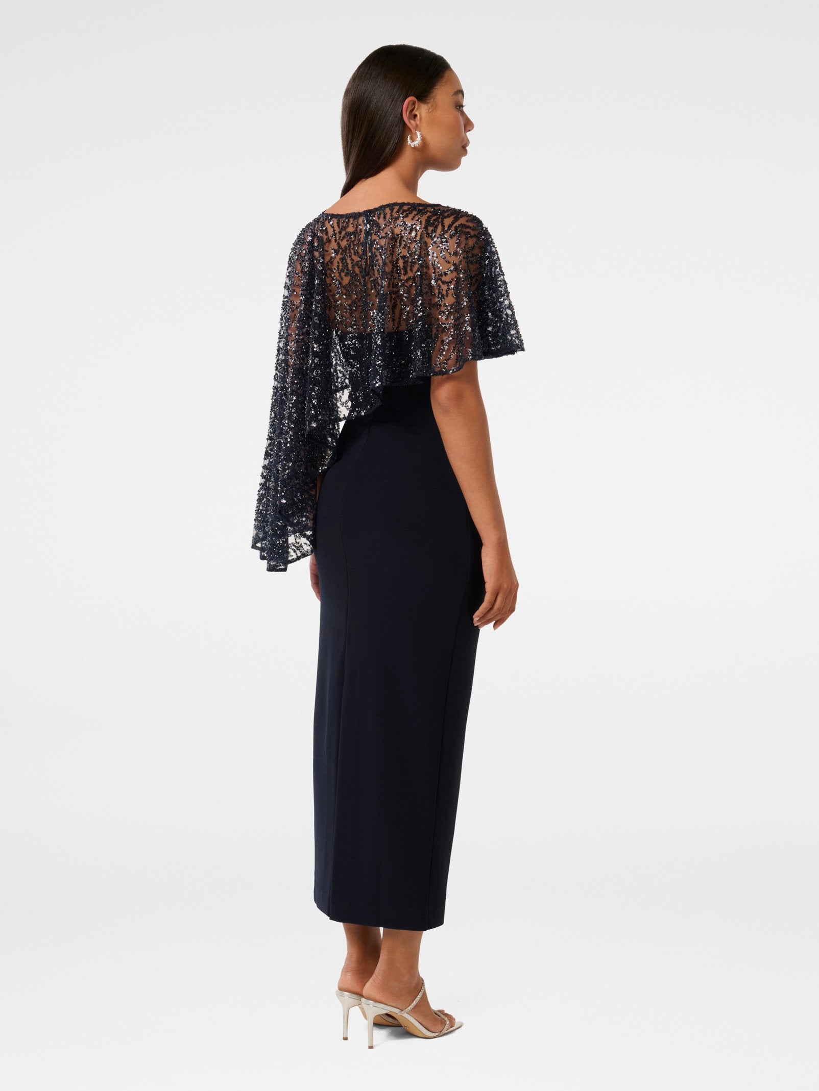  Kara Sequin Cape Maxi Dress
