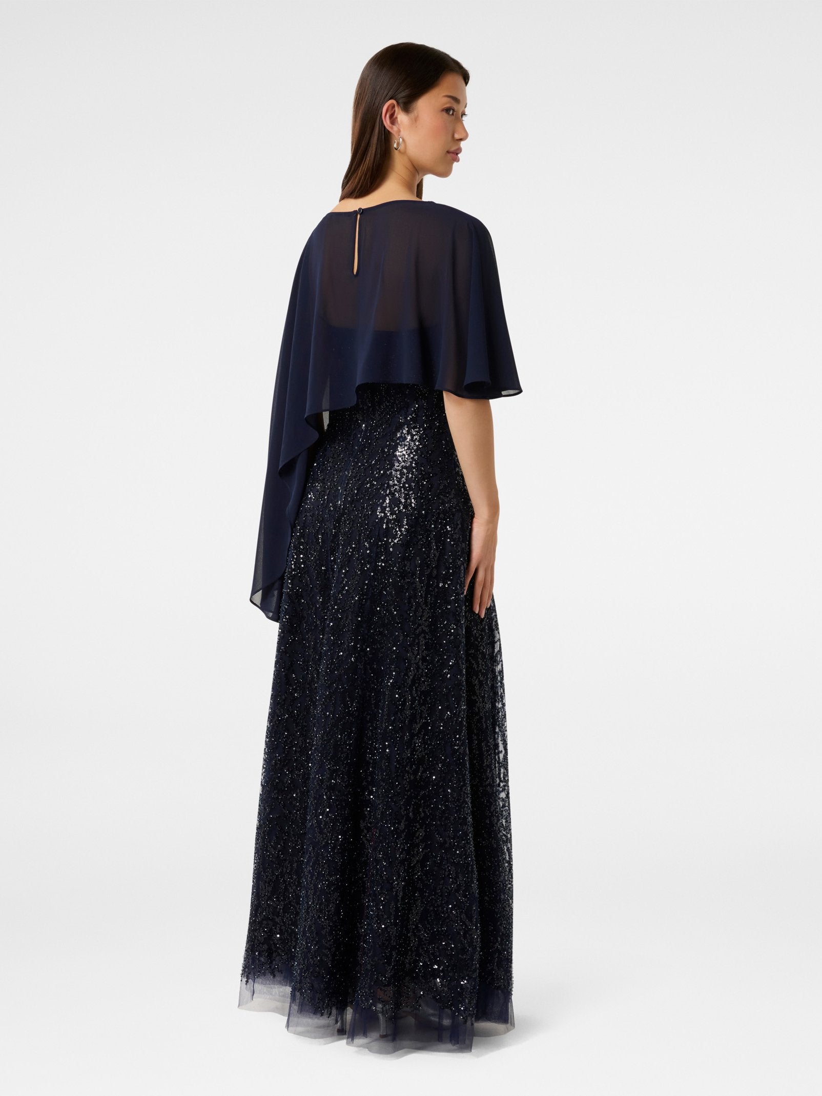  Erin Sequin Cape Maxi Dress