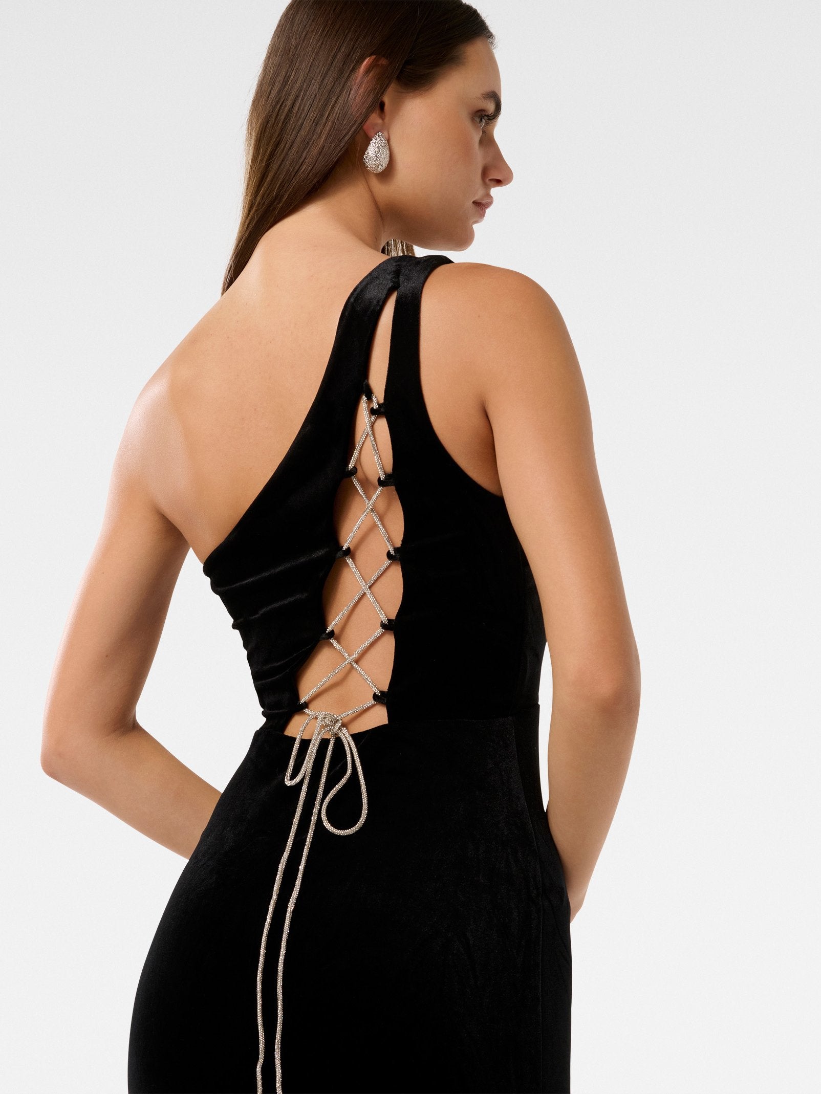  Betty Velvet One Shoulder Maxi Dress