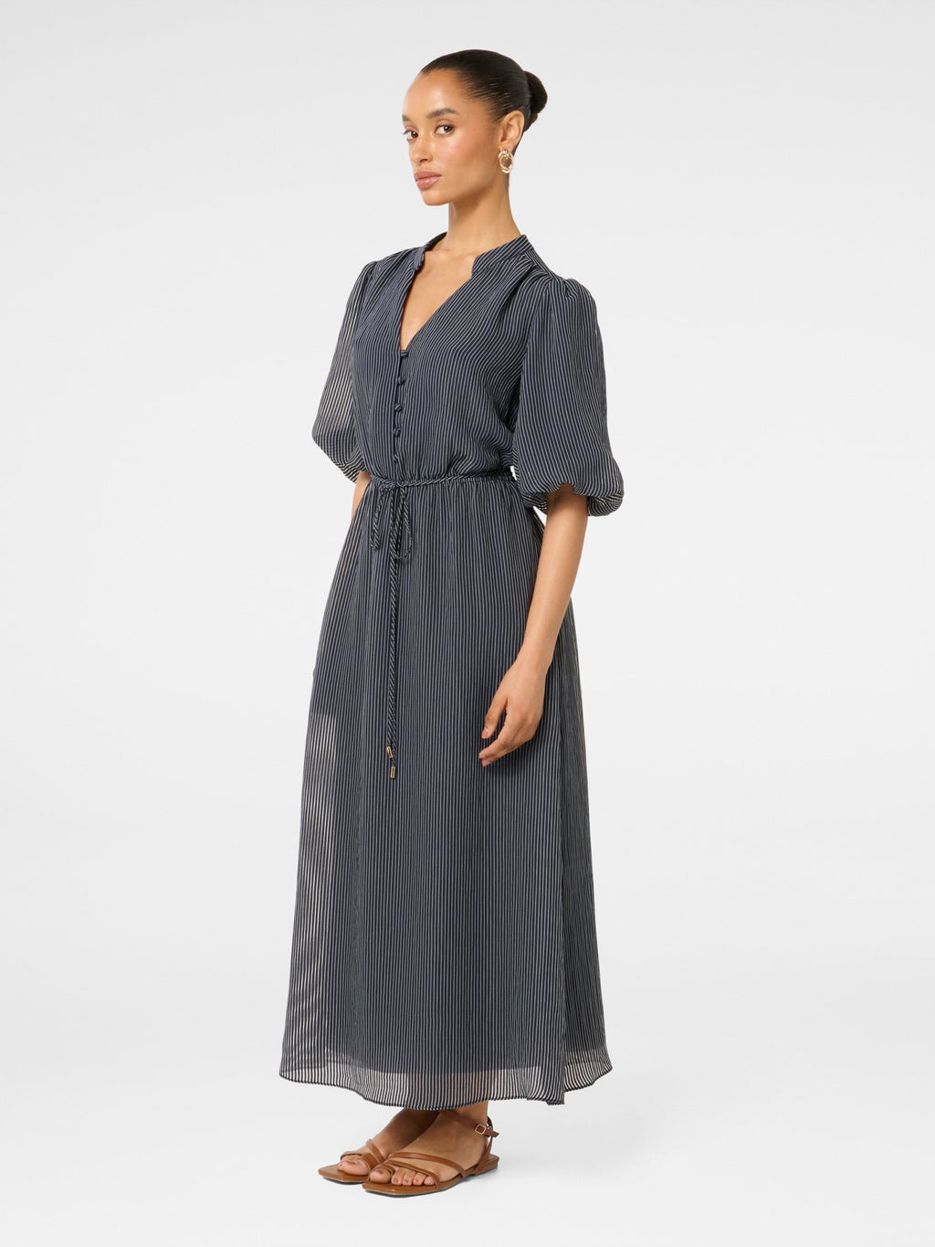  Lucy Petite Self Stripe Belt Midi Dress
