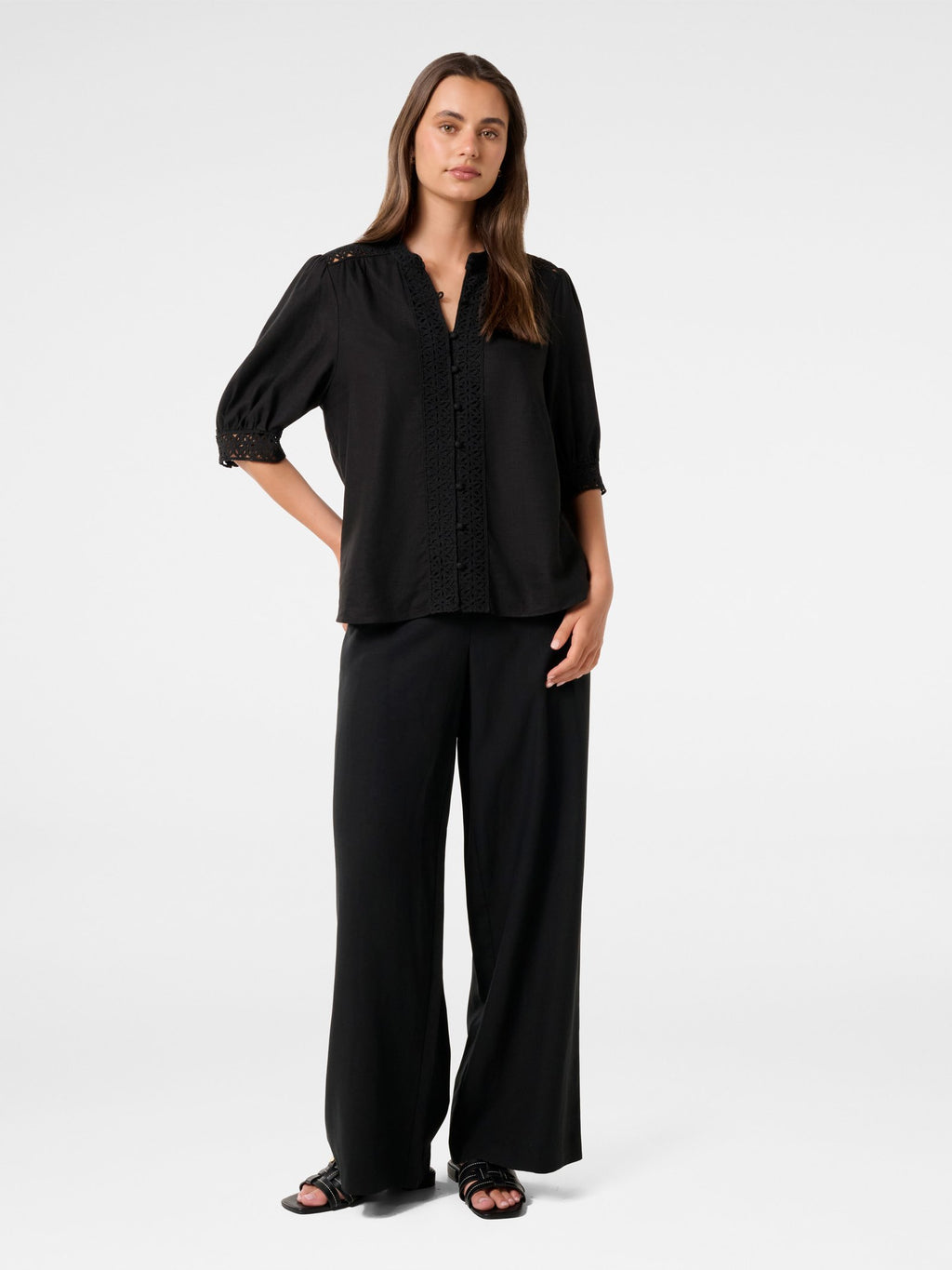 Cassie Crochet Trimmed Blouse