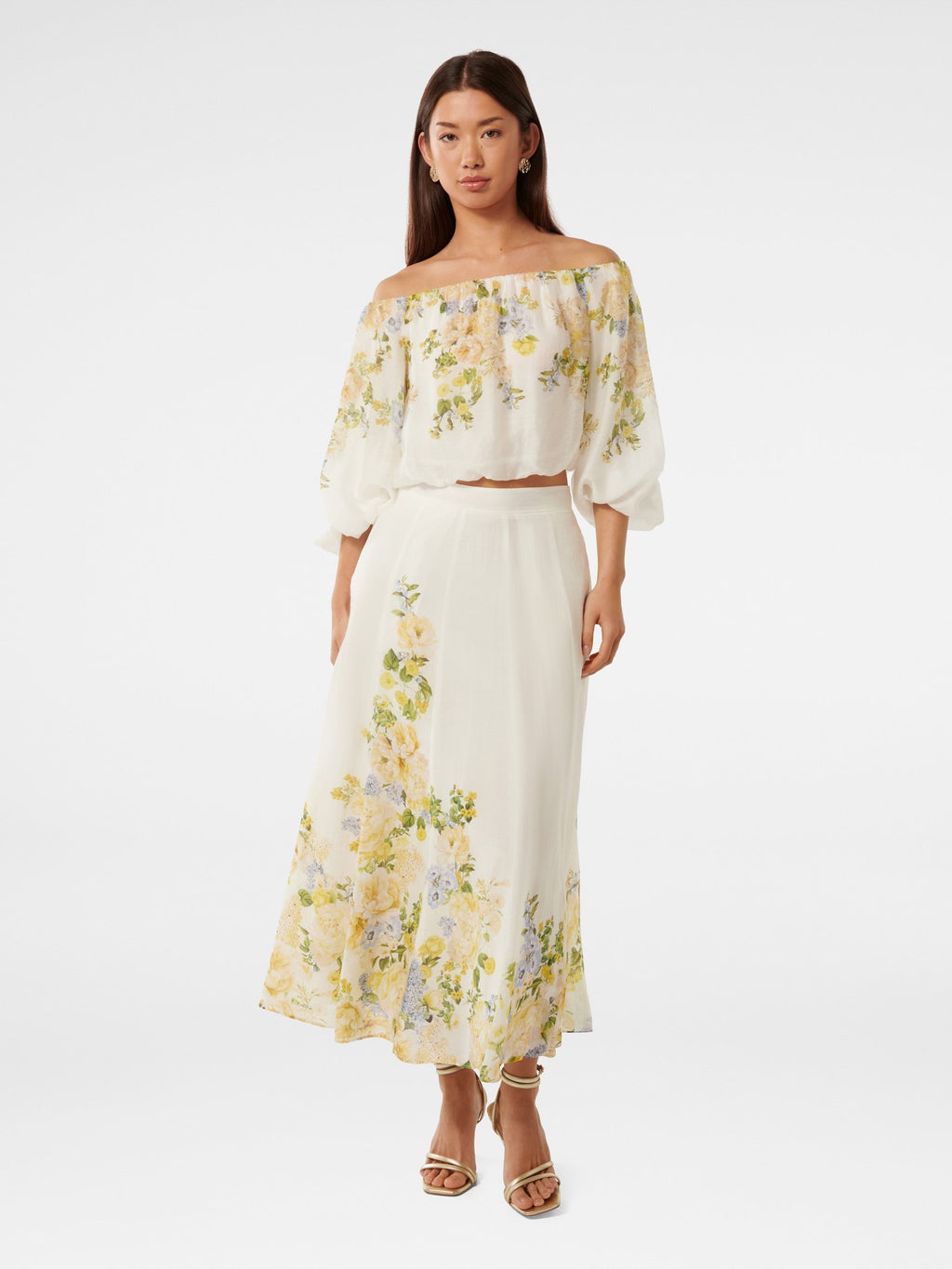  Gardenia Printed Midi Skirt