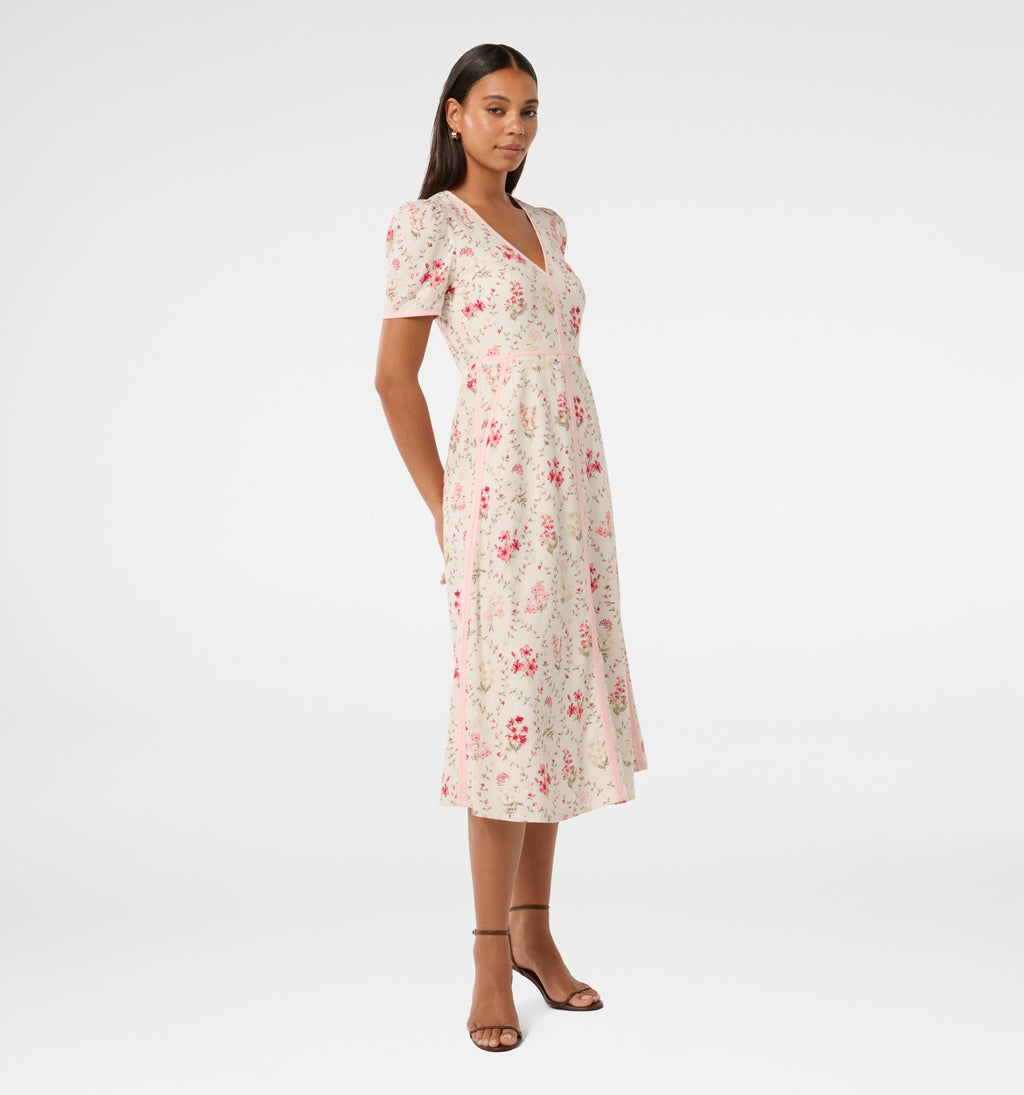 Sabrina Printed Linen Midi Dress